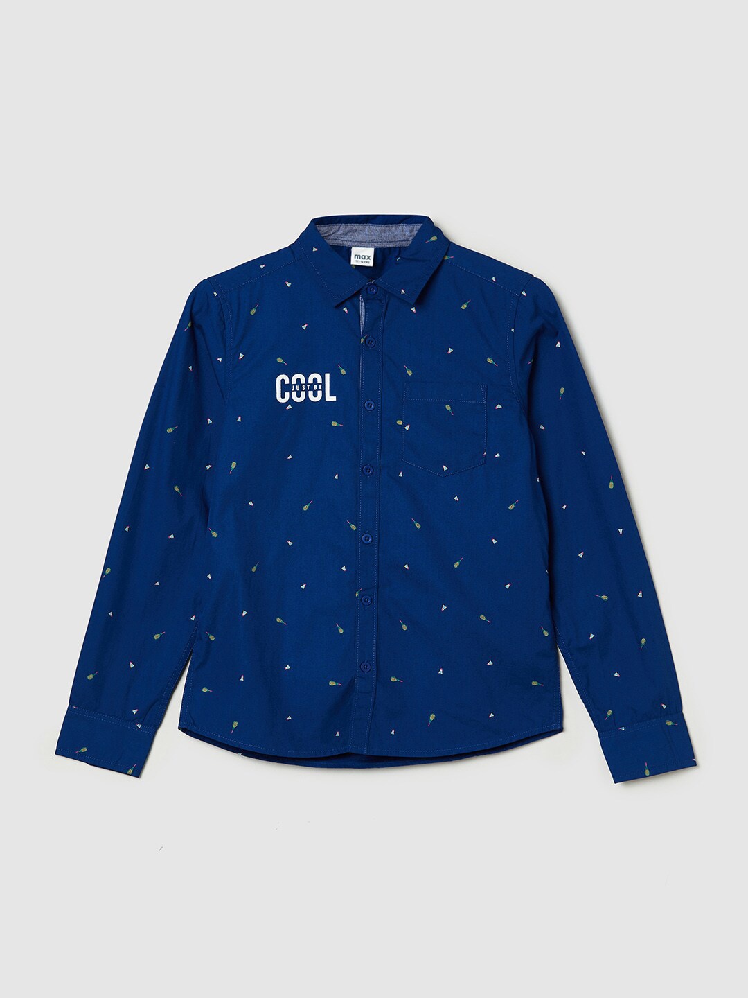 max Boys Blue Printed Casual Shirt
