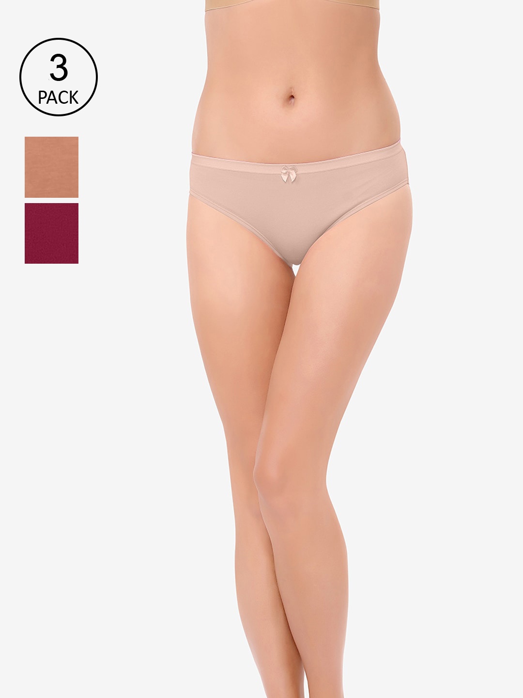 Candour London Women Pack Of 3 Solid Cotton Bikini Briefs vendorArticleNumber P501-BI-Skin-Maroon-Beige-M, Tan
Candour London Women Pack Of 3 Solid Cotton Bikini Briefs vendorArticleNumber P501-BI-Skin-Maroon-Beige-M, Tan