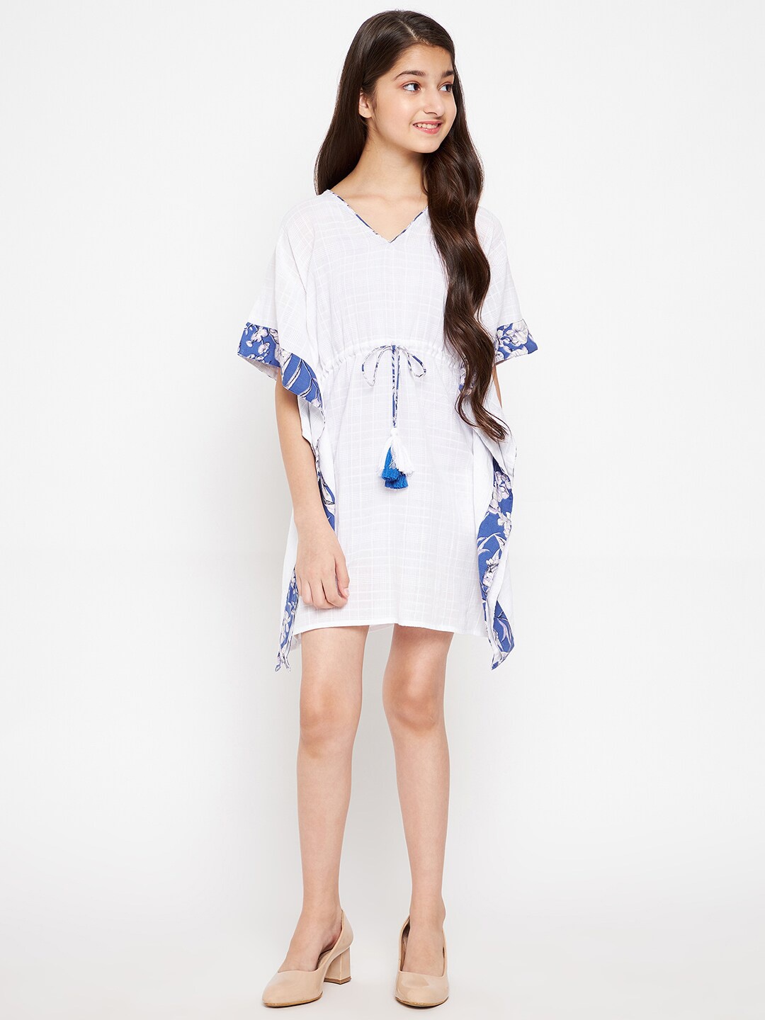 The Kaftan Company White Striped Kaftan Dress