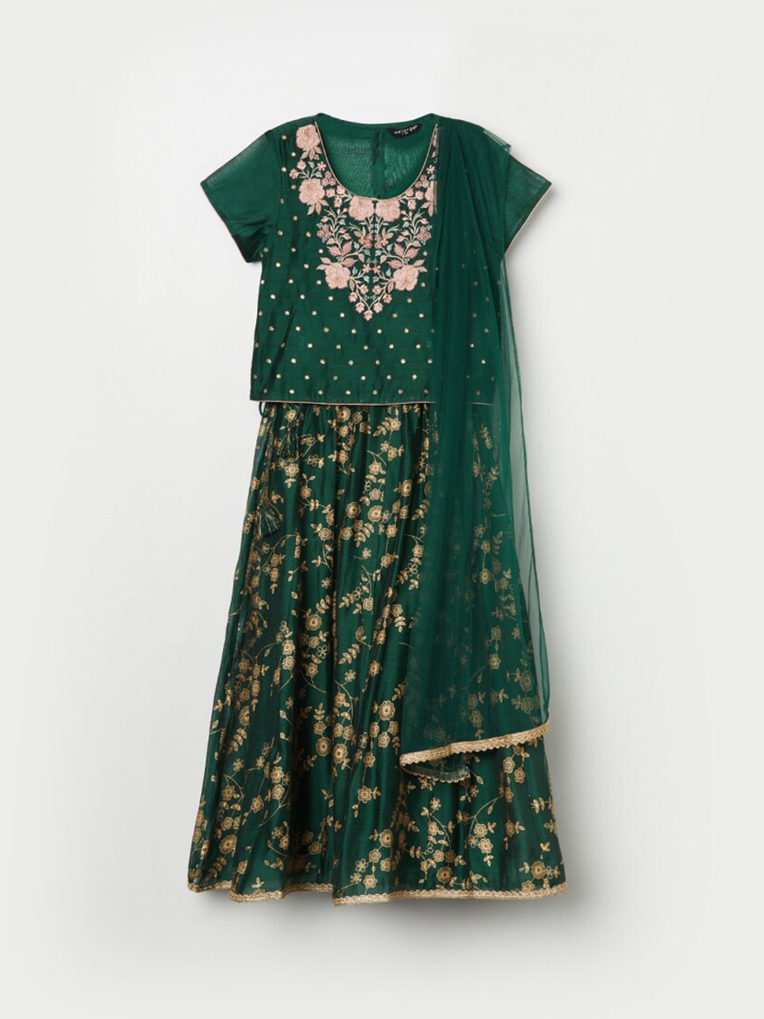 Melange by Lifestyle Girls Green Floral Embroidered Panelled Kurti with Skirt & With Dupatta
Melange by Lifestyle Girls Green Floral Embroidered Panelled Kurti with Skirt & With Dupatta
