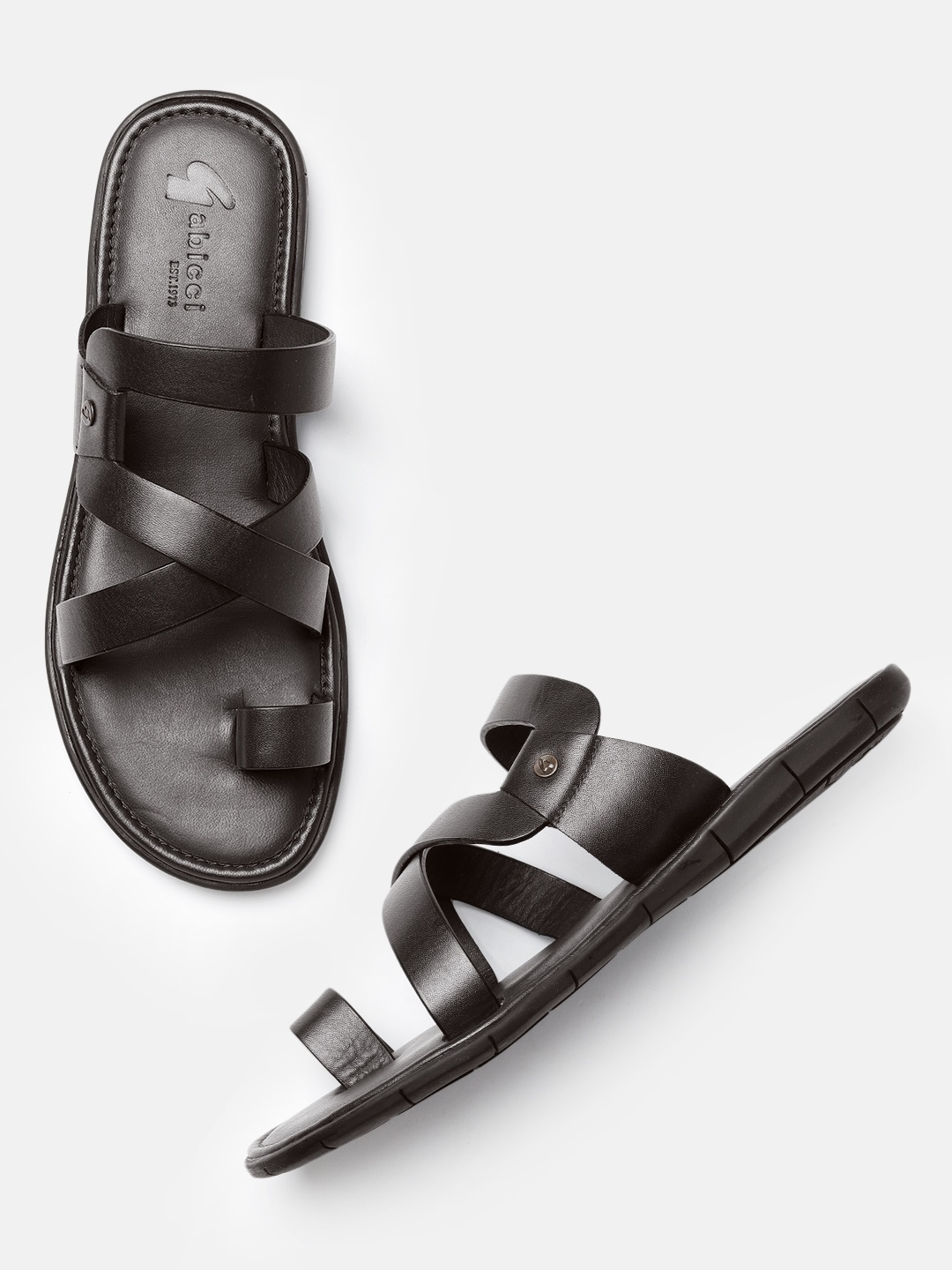 GABICCI Men Brown Leather Comfort Sandals