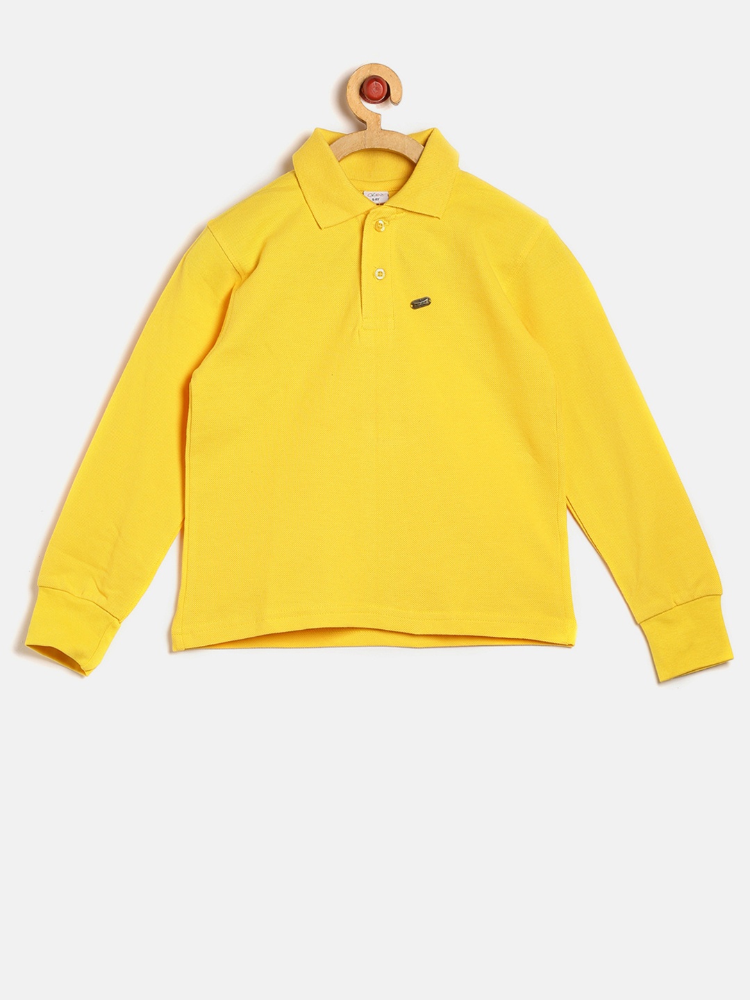 GKIDZ Boys Yellow Solid Polo Collar T-shirt