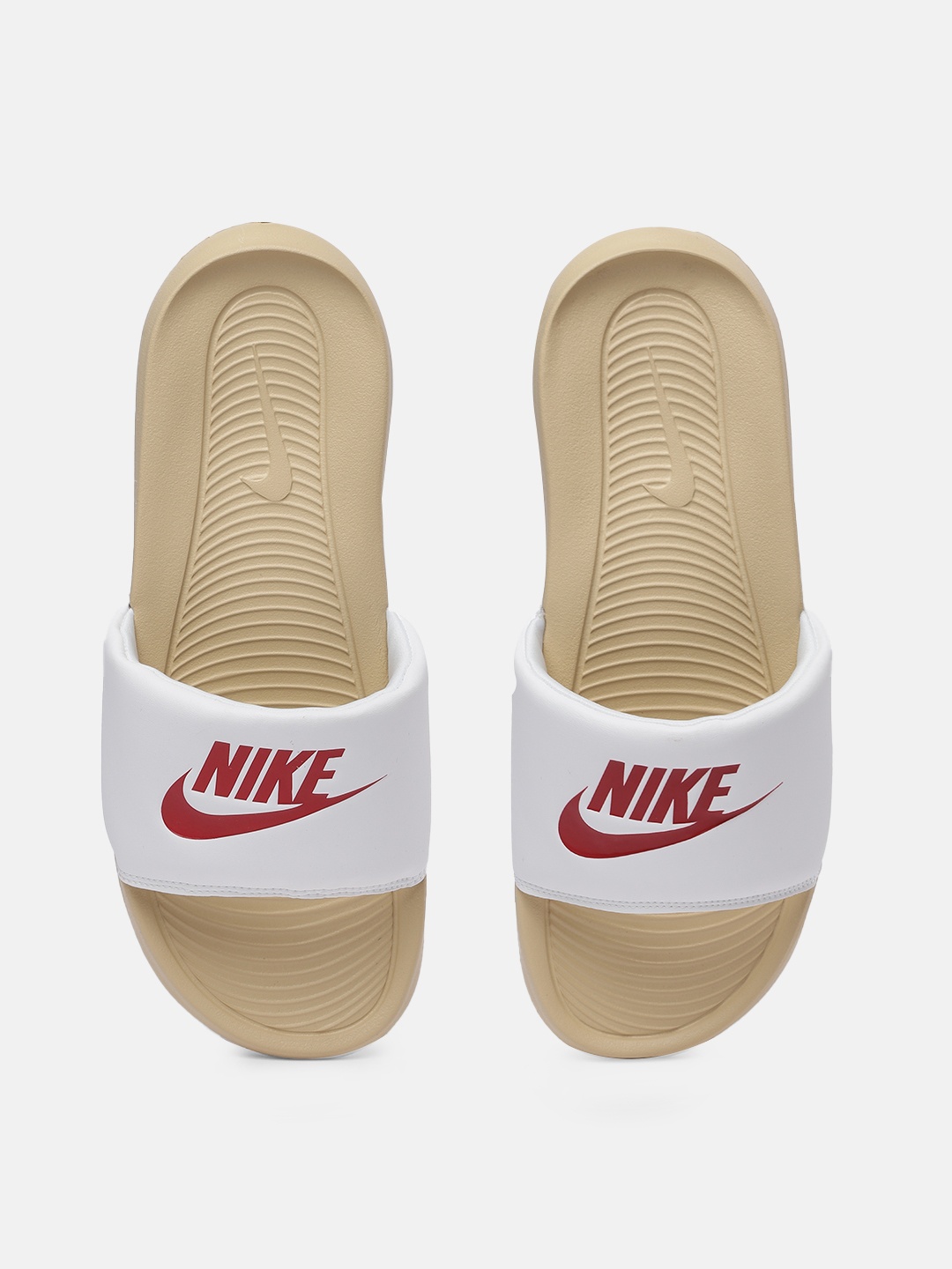 Nike Men White Printed Sliders