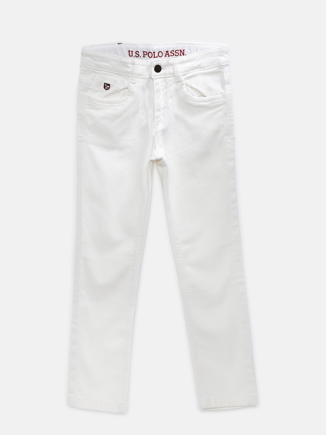 U.S. Polo Assn. Kids Boys White Solid Regular Slim Fit Mid-Rise Clean Look Cotton Jeans
U.S. Polo Assn. Kids Boys White Solid Regular Slim Fit Mid-Rise Clean Look Cotton Jeans