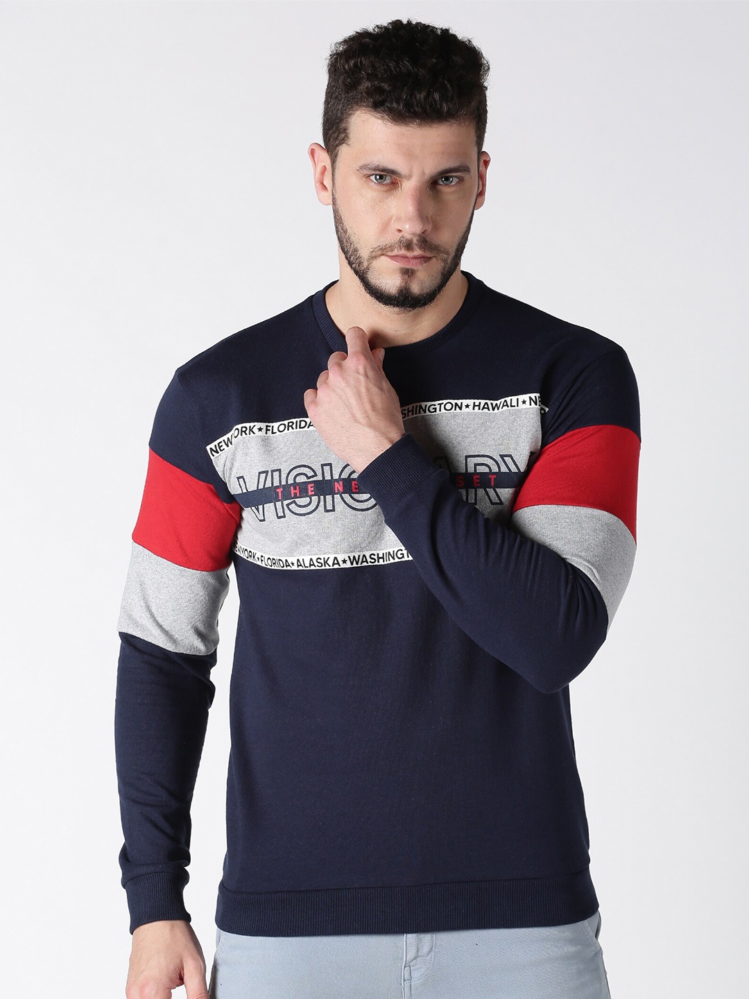 UrGear Men Navy Blue Printed Sweatshirt