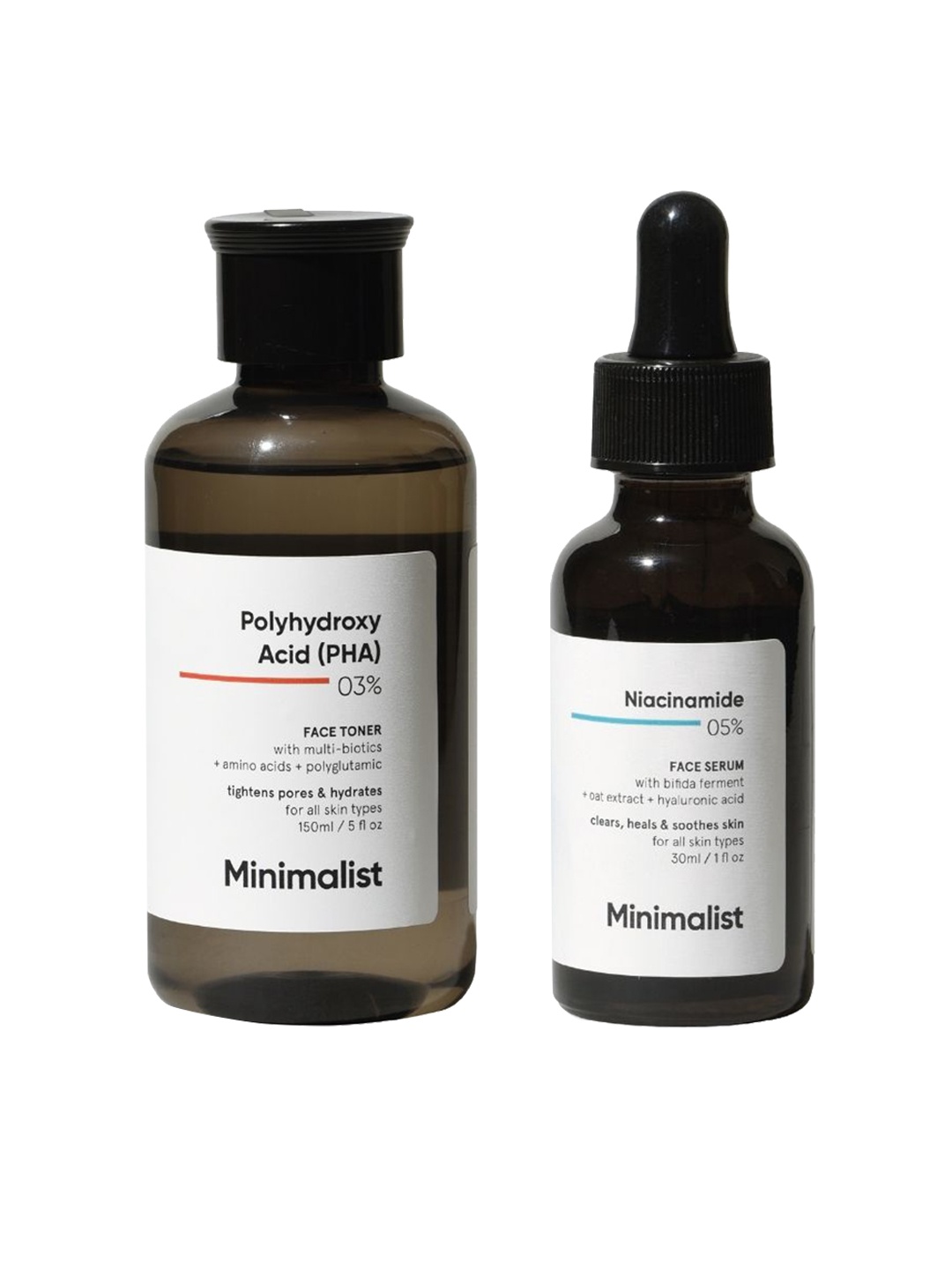 Minimalist Pore Minimizing Duo - PHA Face Toner 150 ml & Niacinamide Face Serum 30 ml, Black
Minimalist Pore Minimizing Duo - PHA Face Toner 150 ml & Niacinamide Face Serum 30 ml, Black
