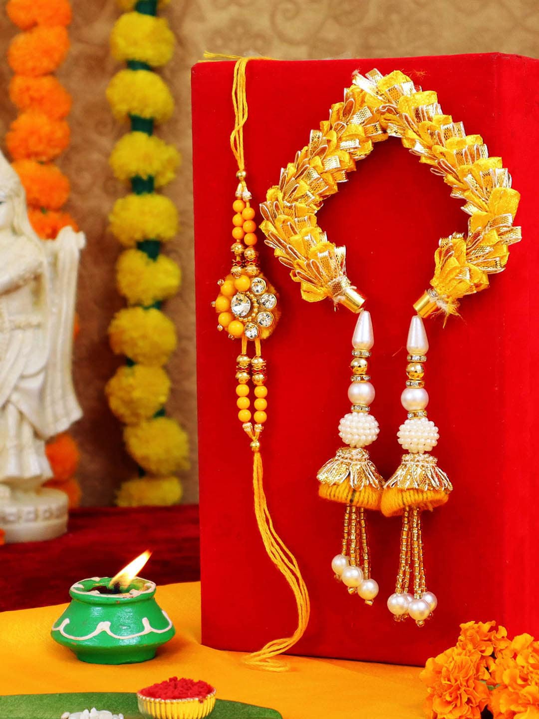 TIED RIBBONS Set Of 2 Bhaiya Bhabhi Lumba Bangle Rakhi Gift Set with Card & Roli Chawal, Yellow
TIED RIBBONS Set Of 2 Bhaiya Bhabhi Lumba Bangle Rakhi Gift Set with Card & Roli Chawal, Yellow