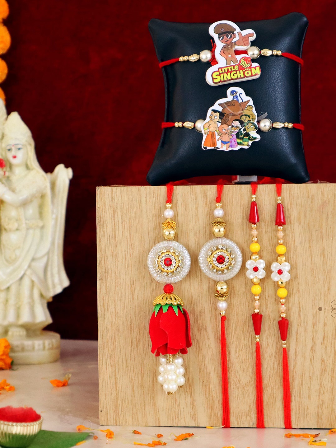 TIED RIBBONS 6 Pieces Bhaiya Bhabhi Lumba Rakhi Cartoon Kids Family Rakhis Gift Pack, Multi
TIED RIBBONS 6 Pieces Bhaiya Bhabhi Lumba Rakhi Cartoon Kids Family Rakhis Gift Pack, Multi