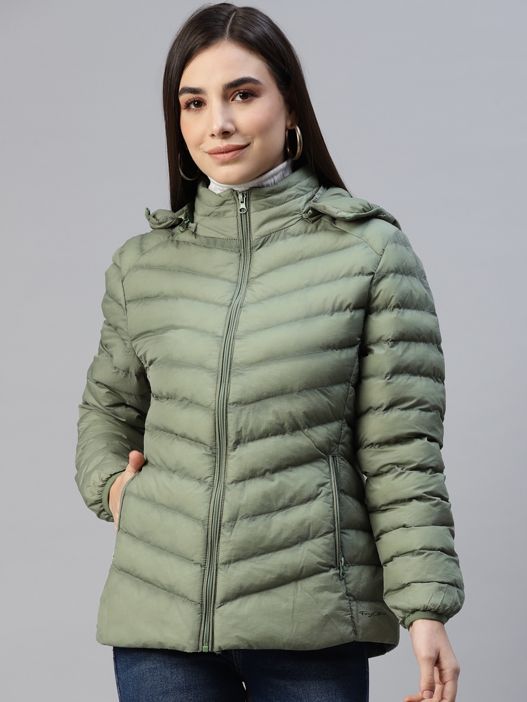 Foreign Culture By Fort Collins Women Green Solid Padded Jacket with Detachable Hood
Foreign Culture By Fort Collins Women Green Solid Padded Jacket with Detachable Hood