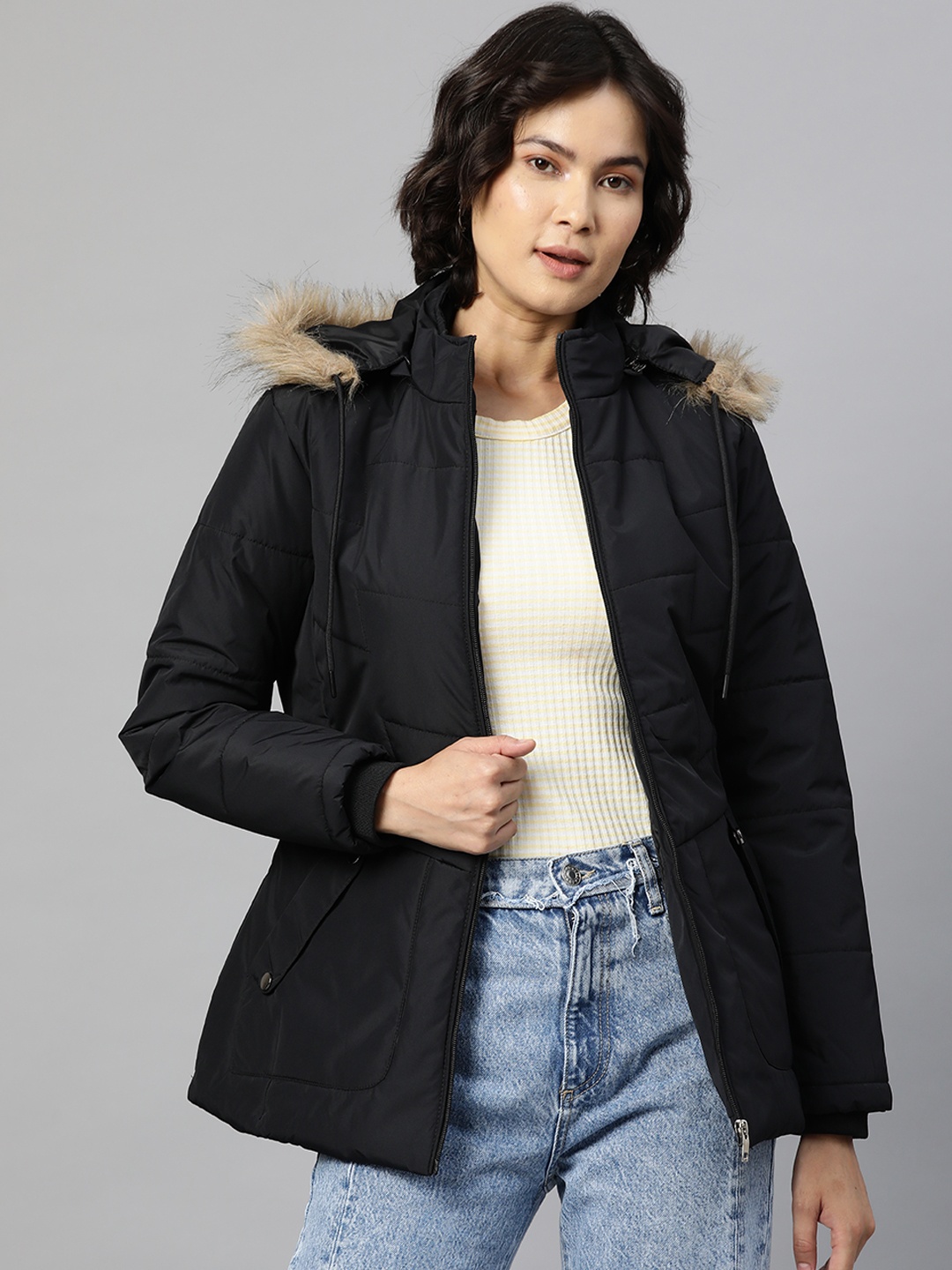 Foreign Culture By Fort Collins Women Black Insulator Parka Jacket