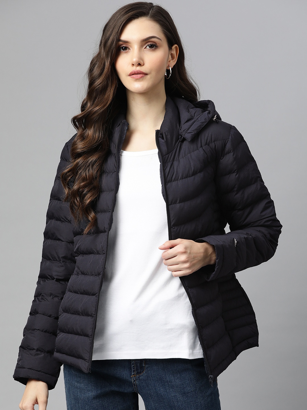 Foreign Culture By Fort Collins Women Navy Blue Solid Padded Jacket with Detachable Hood
Foreign Culture By Fort Collins Women Navy Blue Solid Padded Jacket with Detachable Hood