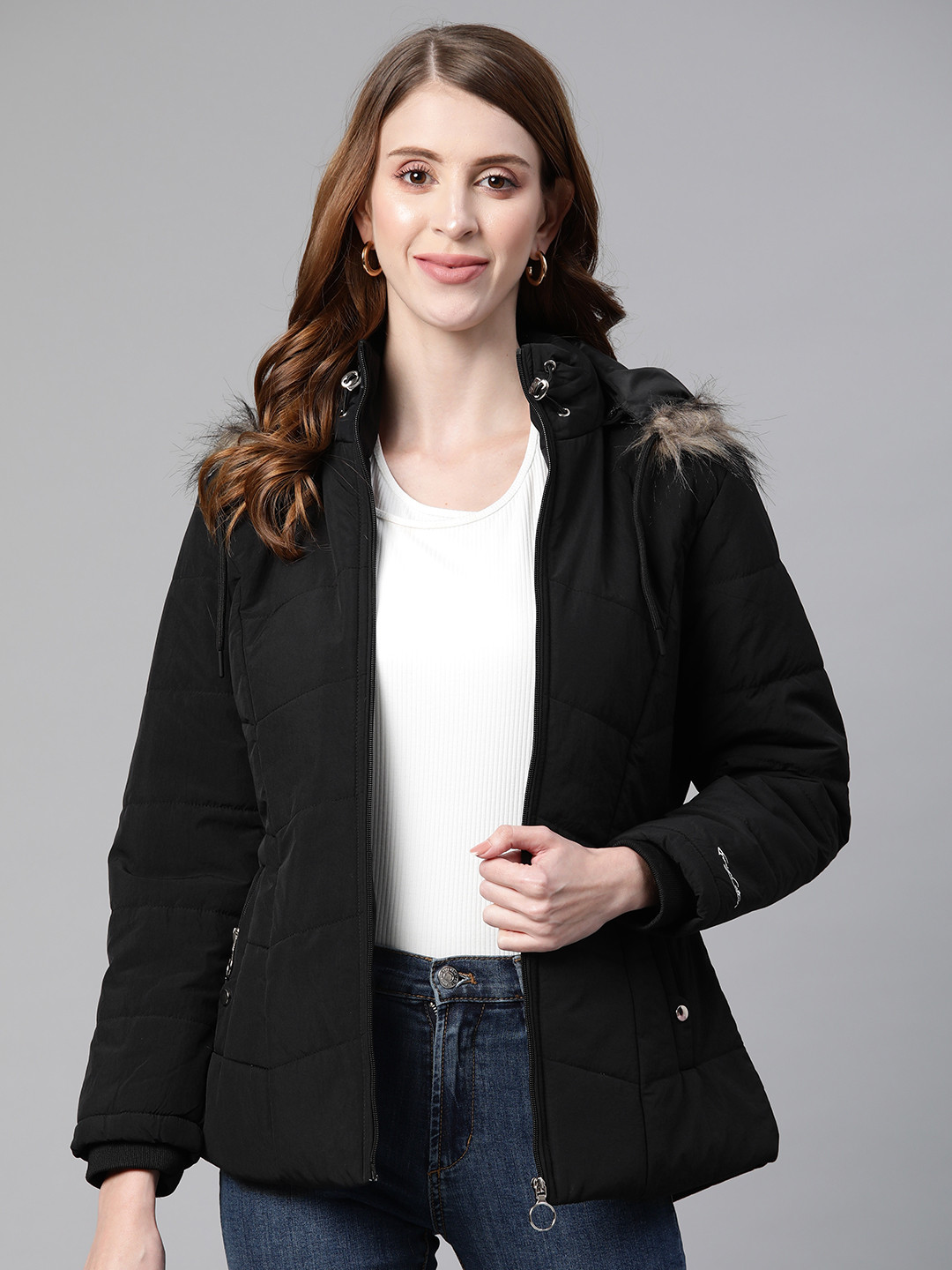 Foreign Culture By Fort Collins Women Black Parka Jacket with Detachable Hood
Foreign Culture By Fort Collins Women Black Parka Jacket with Detachable Hood