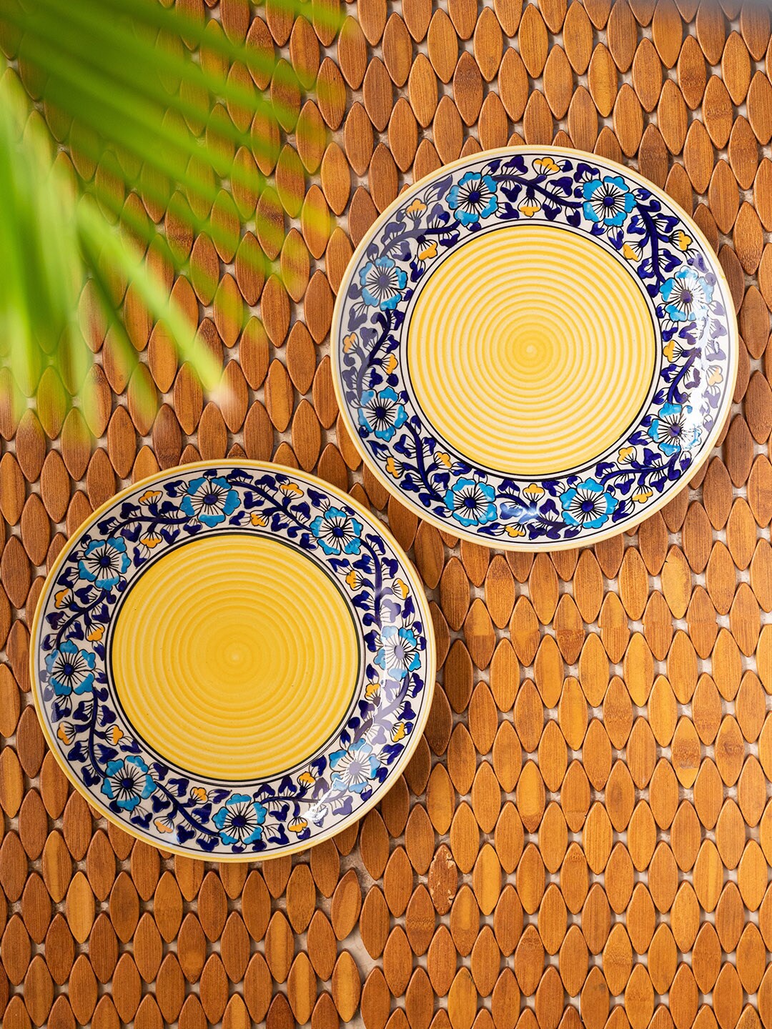 ExclusiveLane Yellow & Blue Set of 2 Handmade Microwave Safe Ceramic Dinner Plates, Navy blue
ExclusiveLane Yellow & Blue Set of 2 Handmade Microwave Safe Ceramic Dinner Plates, Navy blue