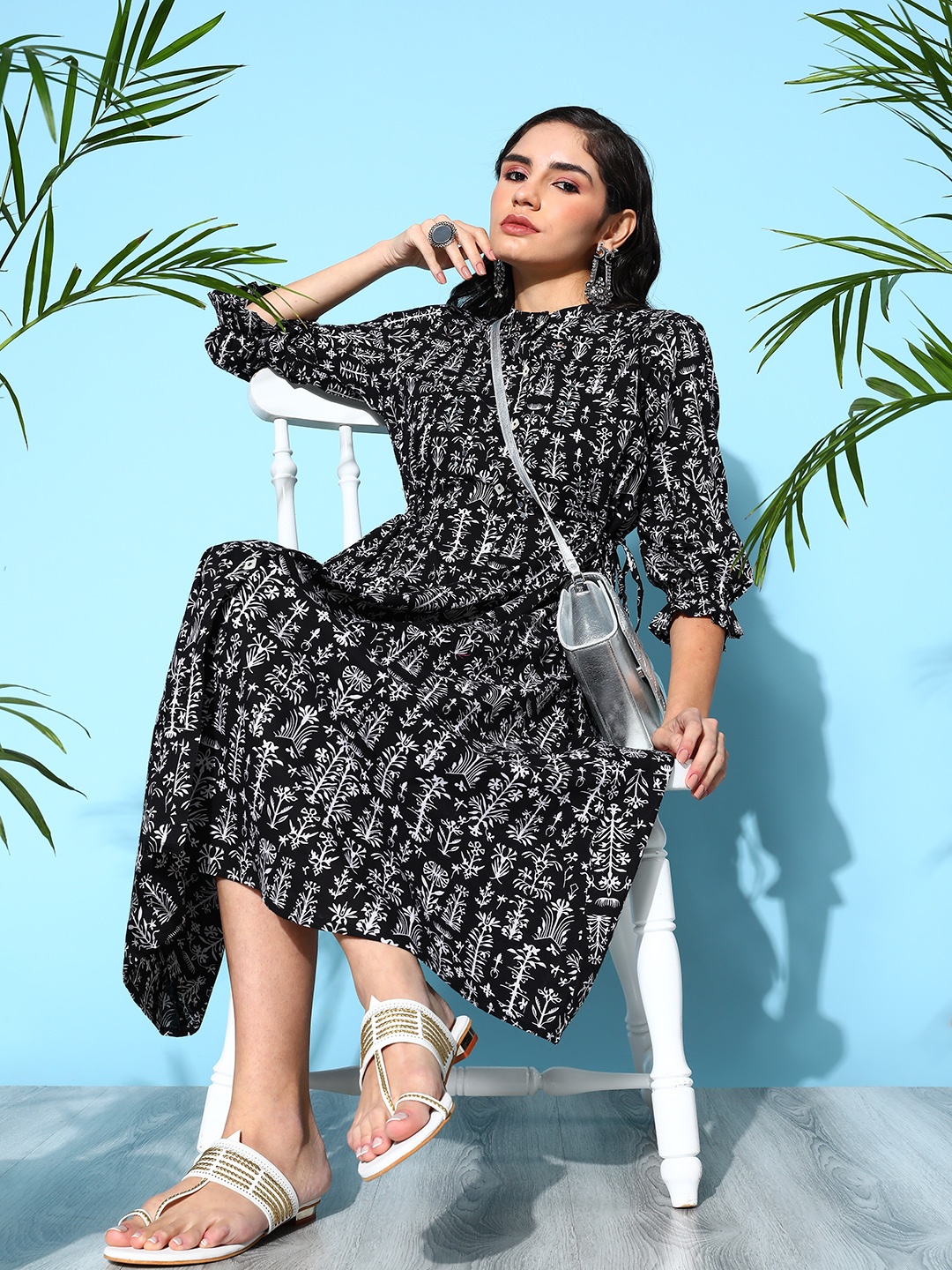 ZOLA Women Black Ethnic Motifs Desi Girl Dress