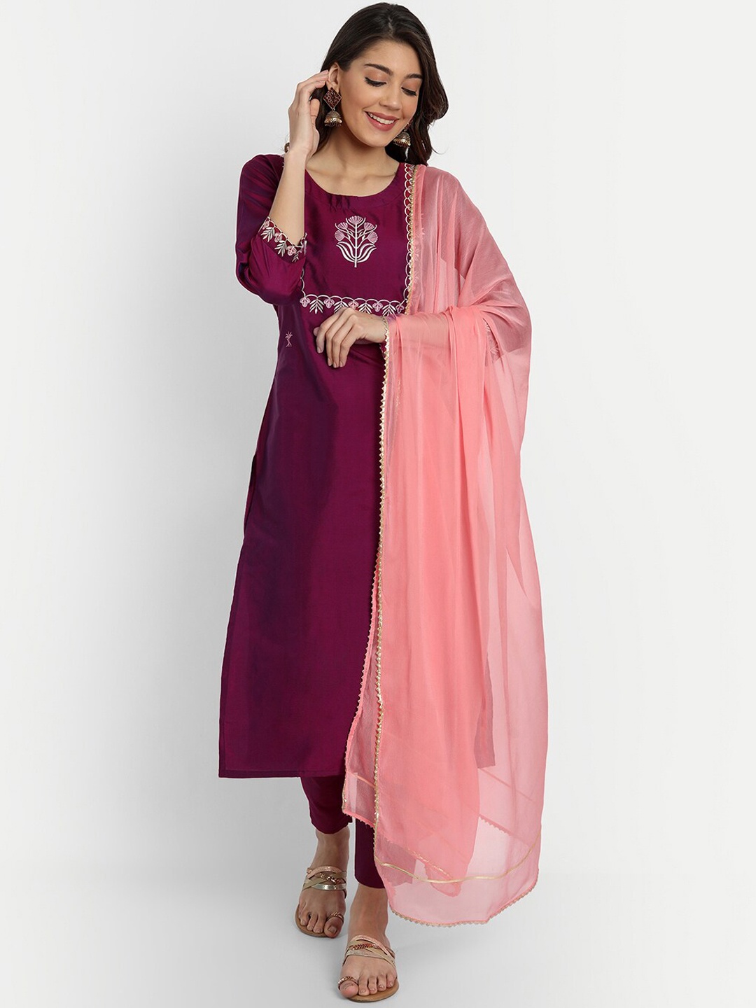GUNVANTI FAB Women Purple Yoke Design High Slit Thread Work Kurta with Churidar & With Dupatta
GUNVANTI FAB Women Purple Yoke Design High Slit Thread Work Kurta with Churidar & With Dupatta