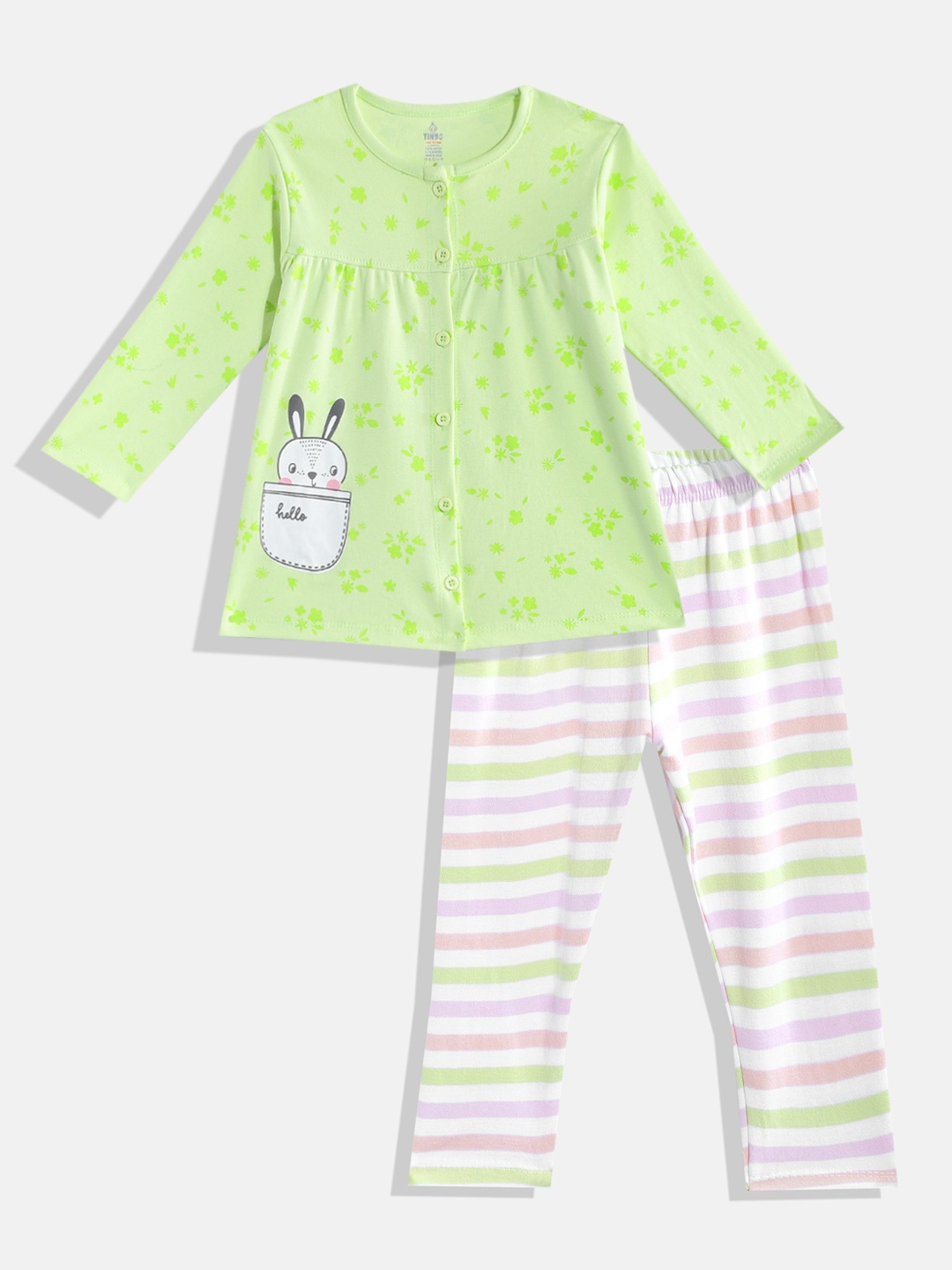 TINYO Infant Girls Green & White Floral Print Pure Cotton Fit & Flare Dress with Leggings
TINYO Infant Girls Green & White Floral Print Pure Cotton Fit & Flare Dress with Leggings