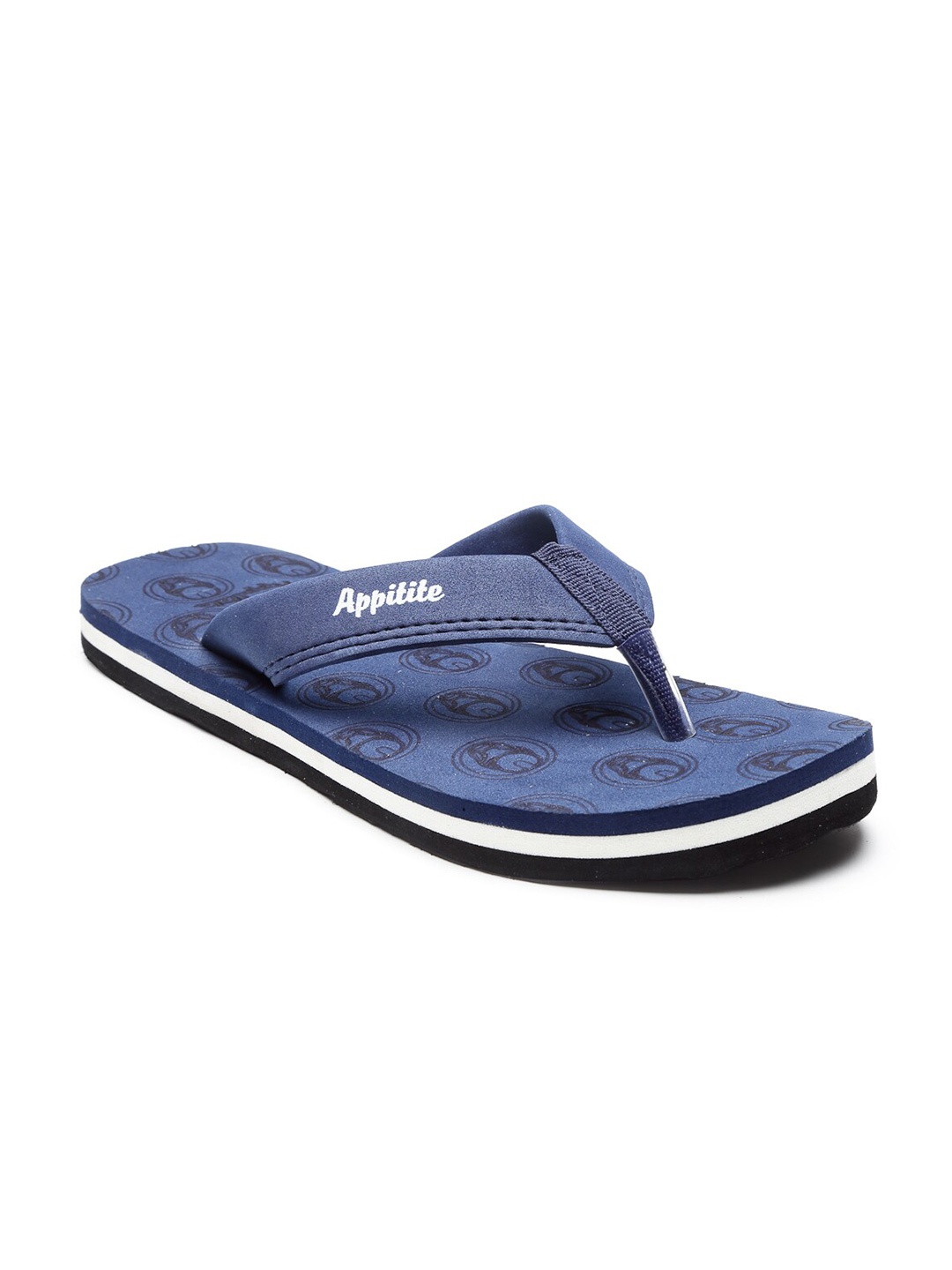 APPITITE Men Blue & White Rubber Thong Flip-Flops