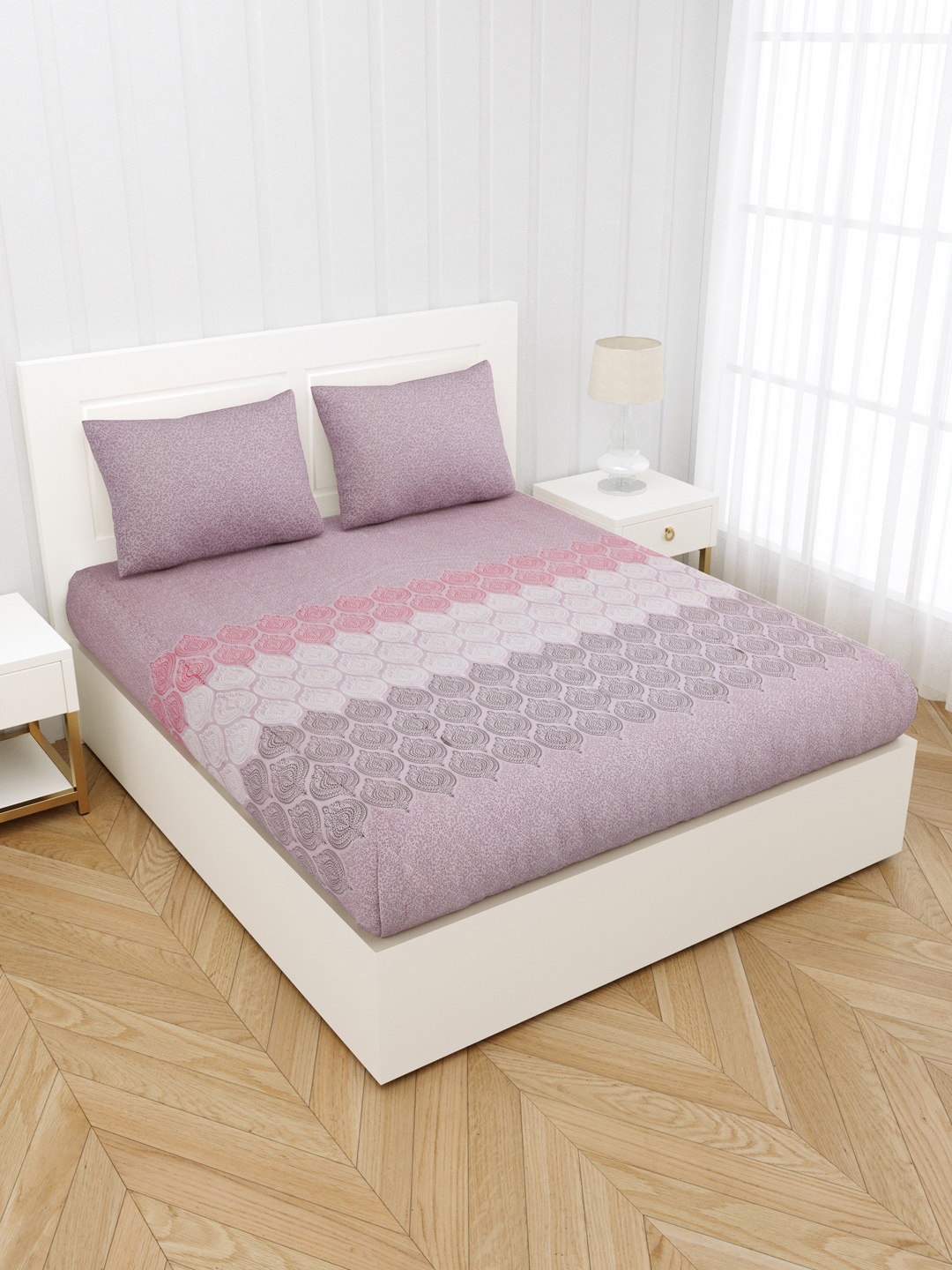JAIPUR FABRIC Pink & White Ethnic Motifs 240 TC Cotton King Bedsheet with 2 Pillow Covers
JAIPUR FABRIC Pink & White Ethnic Motifs 240 TC Cotton King Bedsheet with 2 Pillow Covers