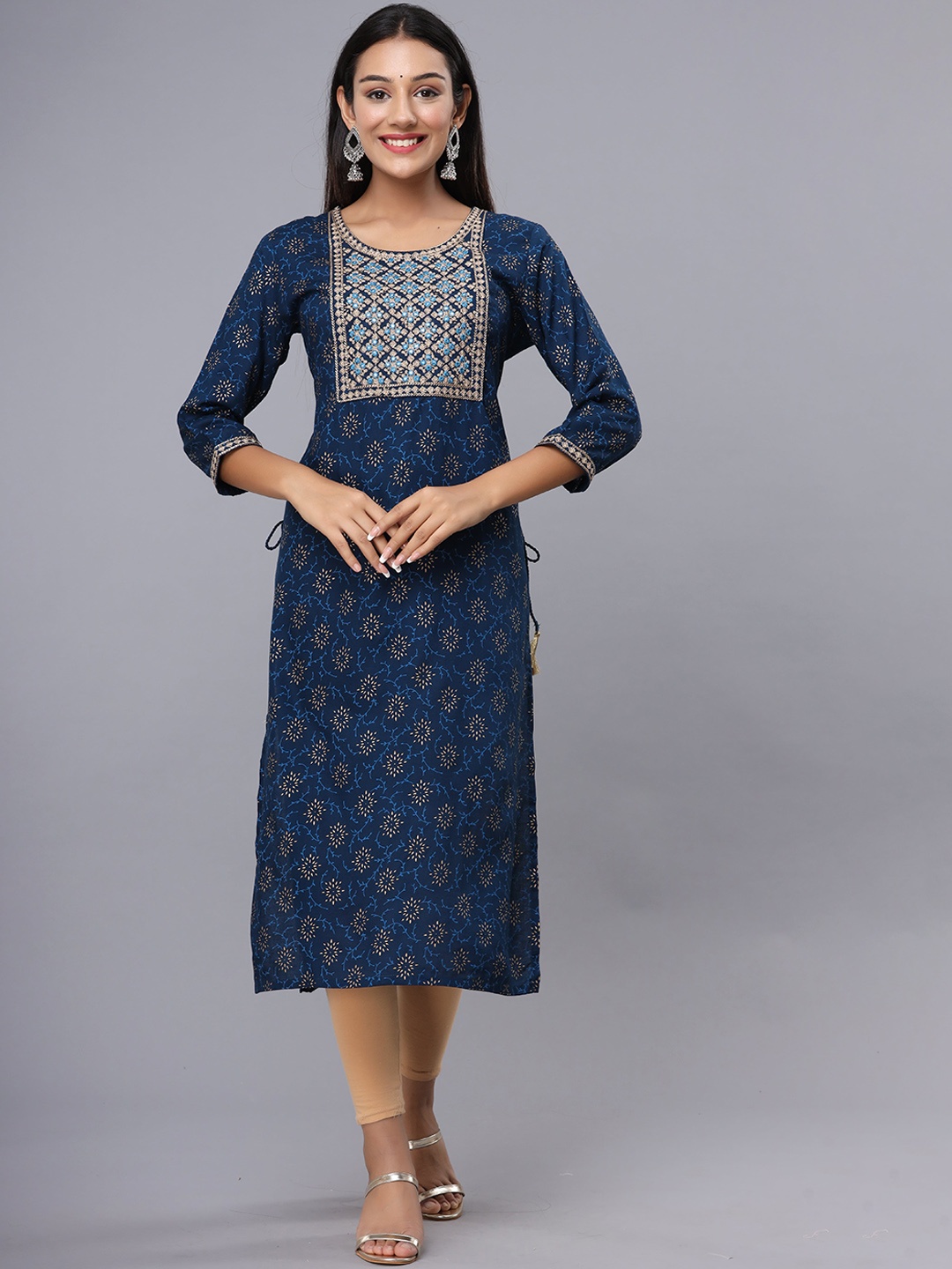 ADAA JAIPUR Women Blue Ethnic Motifs Printed Cold-Shoulder Sleeves Mirror Work Kurta
ADAA JAIPUR Women Blue Ethnic Motifs Printed Cold-Shoulder Sleeves Mirror Work Kurta