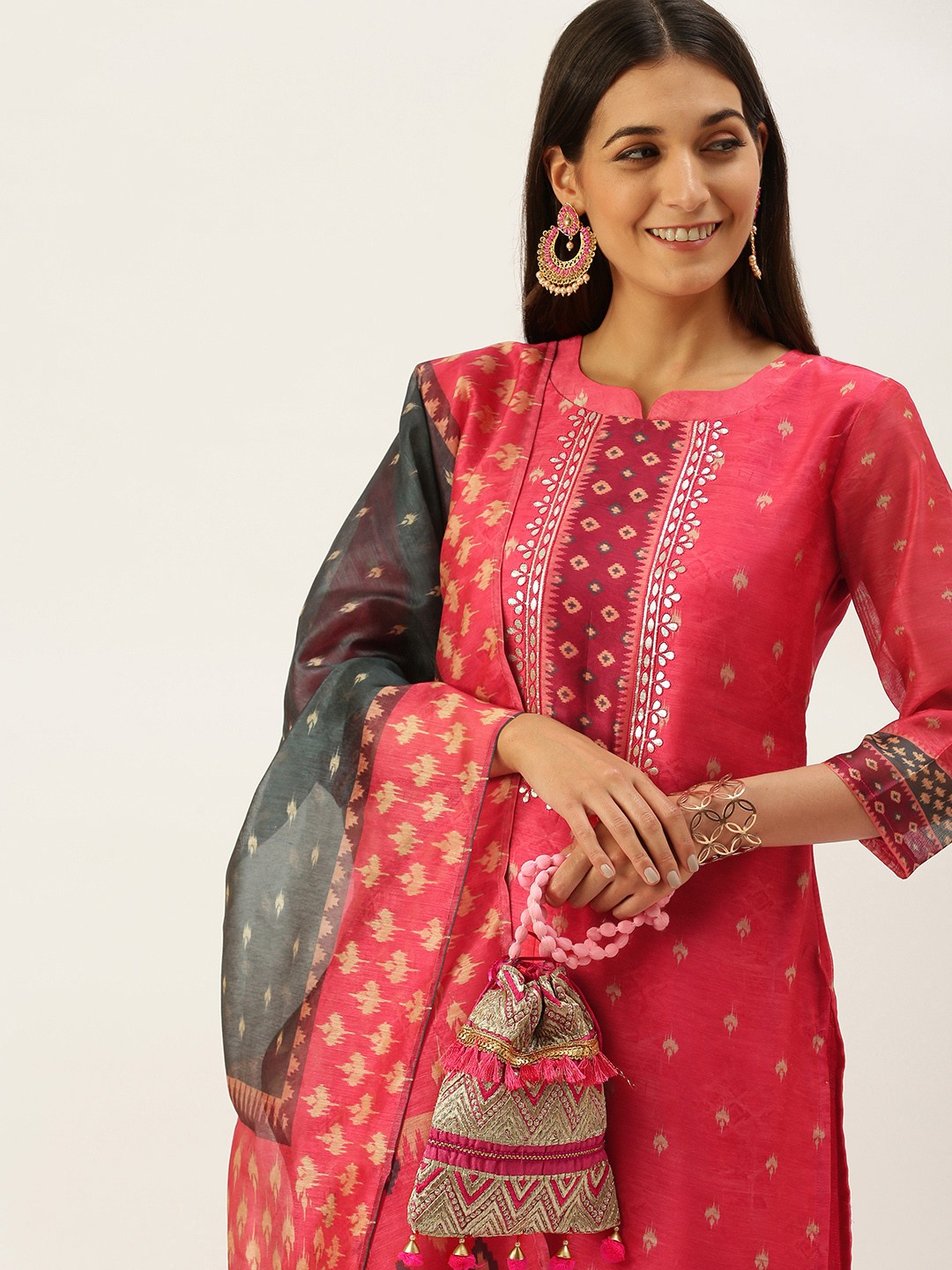 Vedic Women Pink Ethnic Motifs Printed Gotta Patti Pure Cotton Kurta with Trousers & With Dupatta
Vedic Women Pink Ethnic Motifs Printed Gotta Patti Pure Cotton Kurta with Trousers & With Dupatta