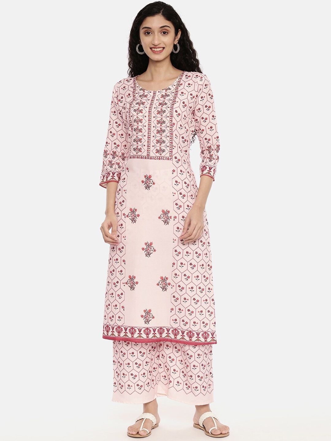 R&B Women Peach-Coloured Floral Printed Pure Cotton Kurti with Palazzos & With Dupatta
R&B Women Peach-Coloured Floral Printed Pure Cotton Kurti with Palazzos & With Dupatta