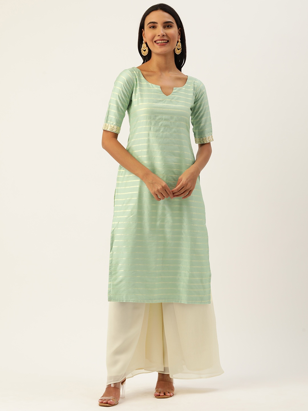 Ethnovog Mint Green Gold Jacquard Woven Made To Measure Straight Kurta Palazzos
Ethnovog Mint Green Gold Jacquard Woven Made To Measure Straight Kurta Palazzos