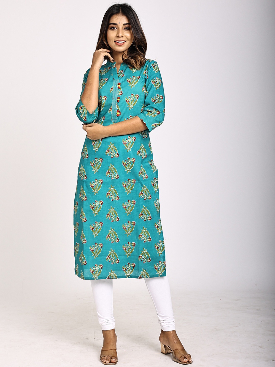 Swasti Women Turquoise Blue Ethnic Motifs Printed Cold-Shoulder Sleeves Mirror Work Floral Kurta
Swasti Women Turquoise Blue Ethnic Motifs Printed Cold-Shoulder Sleeves Mirror Work Floral Kurta