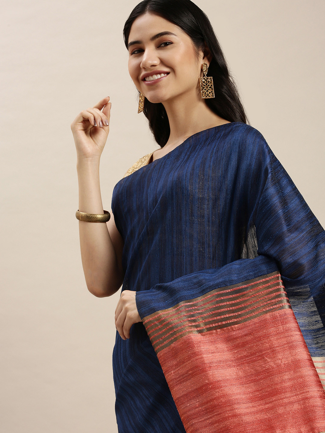 swatika Navy Blue & Peach-Coloured Woven Design Bhagalpuri Saree with Blouse Piece
swatika Navy Blue & Peach-Coloured Woven Design Bhagalpuri Saree with Blouse Piece