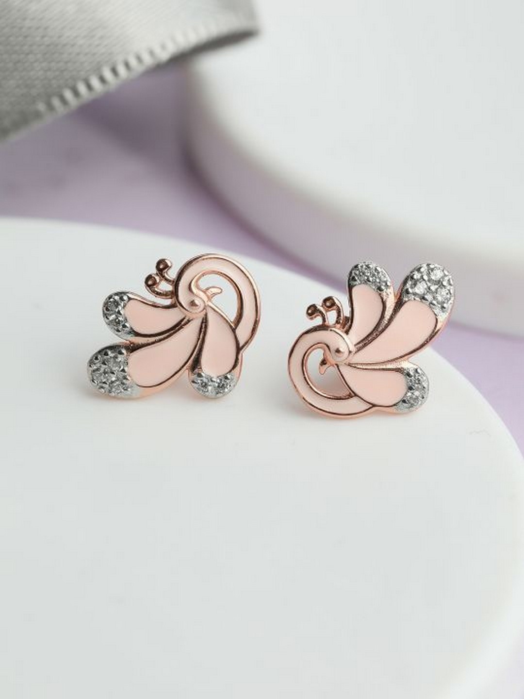 Zavya Peach-Coloured 925 Sterling Silver Rhodium-Plated Peacock Stud Earrings
Zavya Peach-Coloured 925 Sterling Silver Rhodium-Plated Peacock Stud Earrings