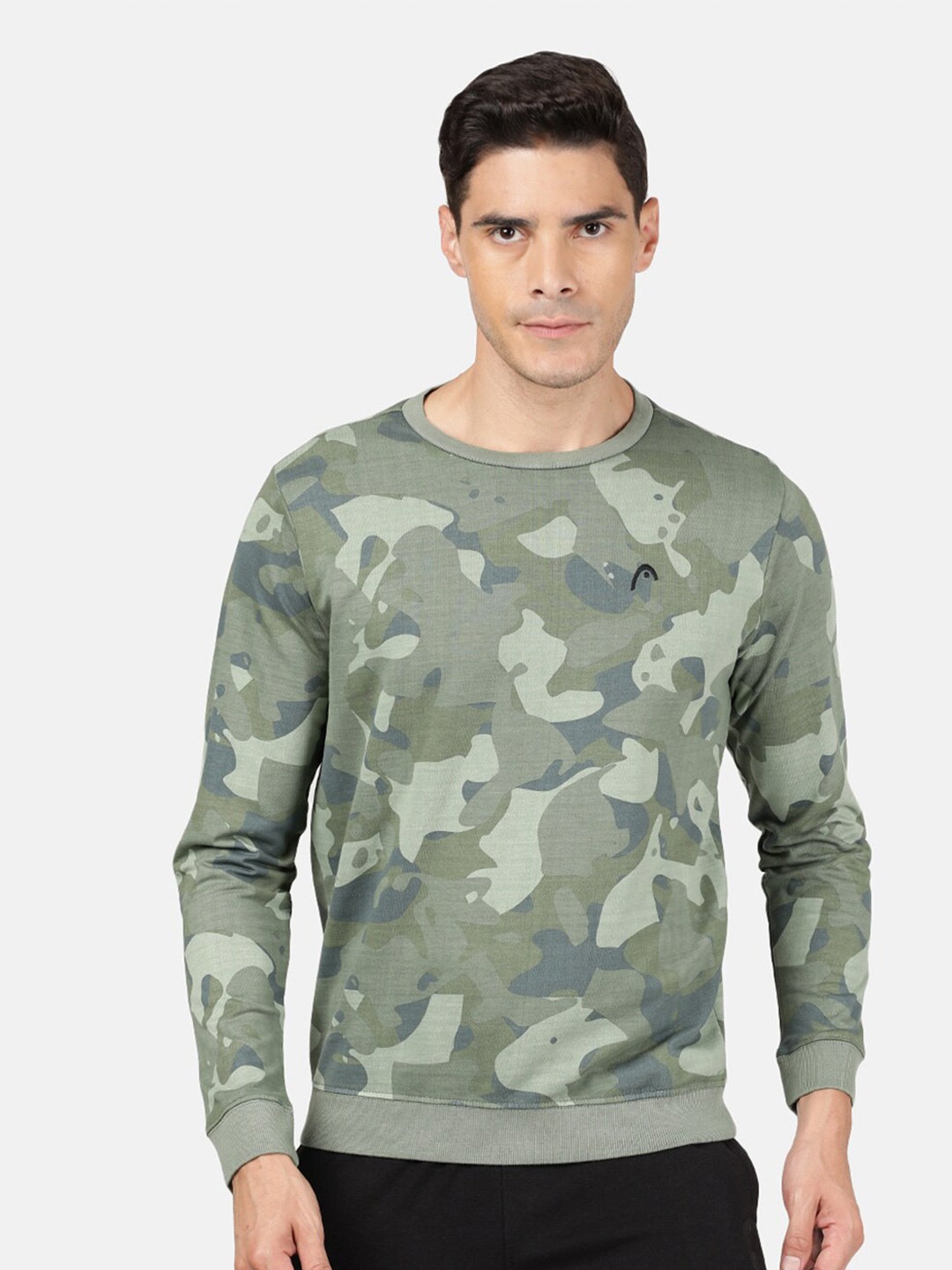 Head Men Green Printed Sweatshirt