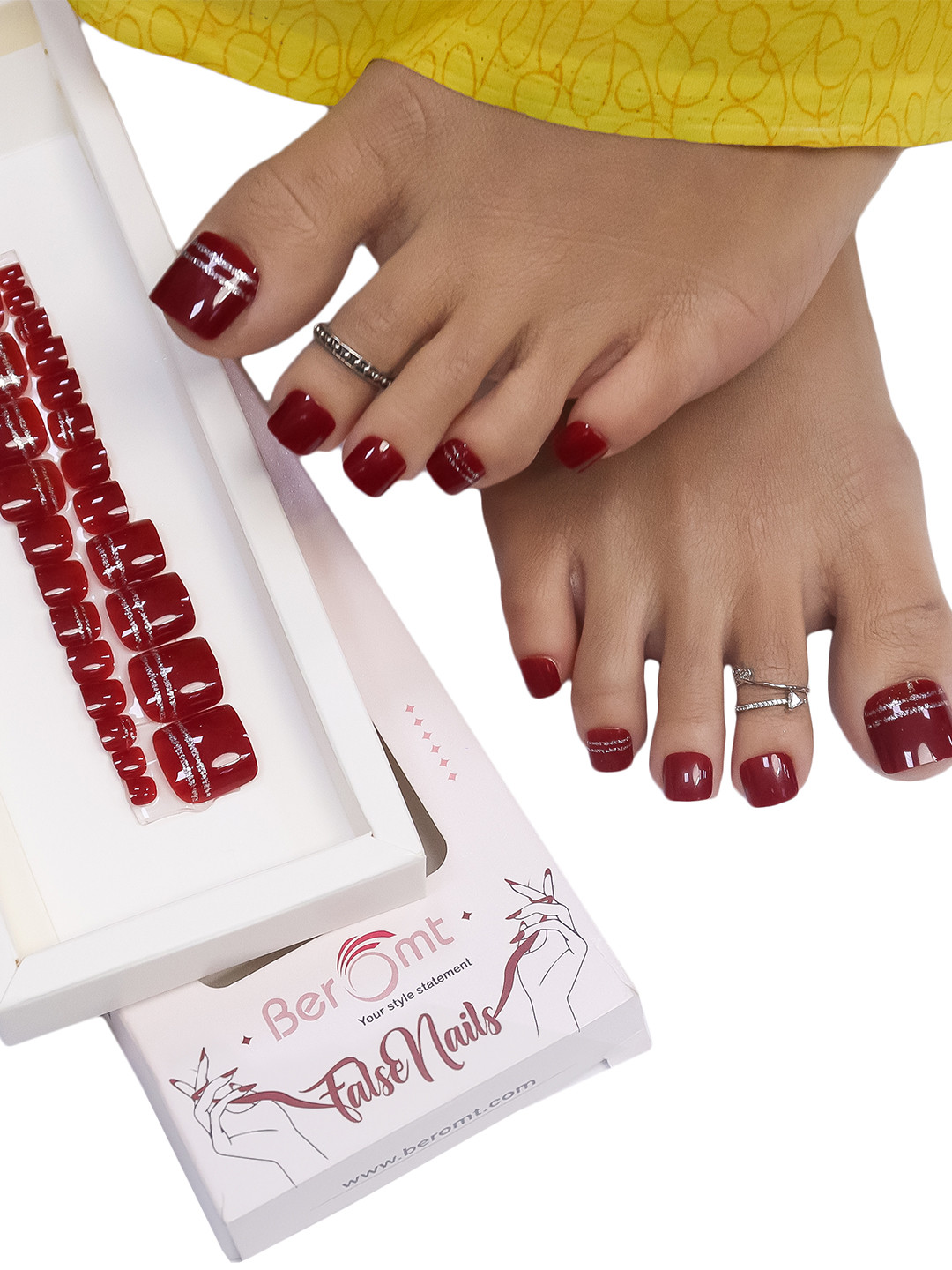 BEROMT Salon Finish Long-Lasting Reusable Press-On False Toe Nails Tips Kit - Shade 211, Red
BEROMT Salon Finish Long-Lasting Reusable Press-On False Toe Nails Tips Kit - Shade 211, Red