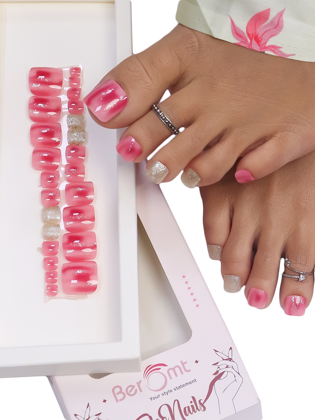 BEROMT 24 Pcs Long-Lasting Reusable Lightweight Salon Finish Press on Toe Nail Tips - 227, Pink
BEROMT 24 Pcs Long-Lasting Reusable Lightweight Salon Finish Press on Toe Nail Tips - 227, Pink
