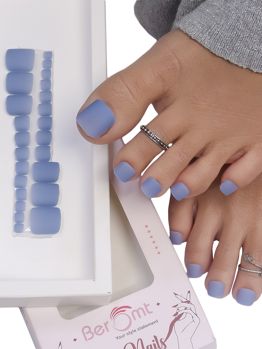 BEROMT 24 Pcs Long-Lasting Reusable Lightweight Salon Finish Press on Toe Nail Tips - 230, Blue
BEROMT 24 Pcs Long-Lasting Reusable Lightweight Salon Finish Press on Toe Nail Tips - 230, Blue