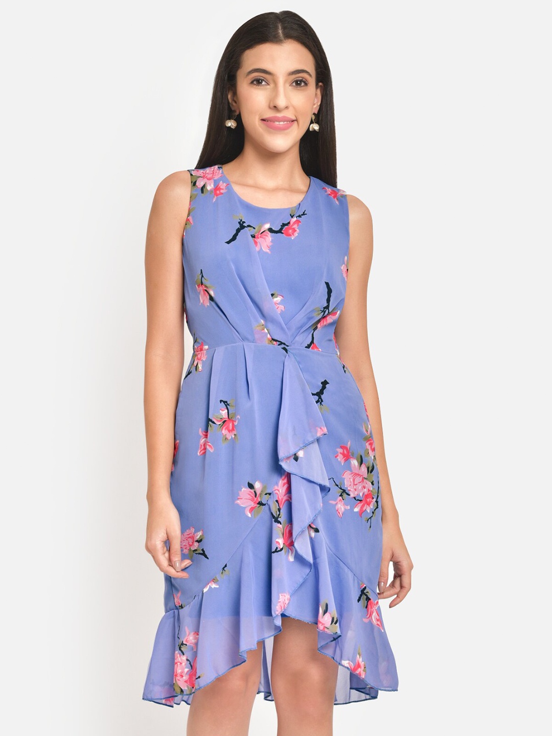 Martini Blue Floral Georgette Dress