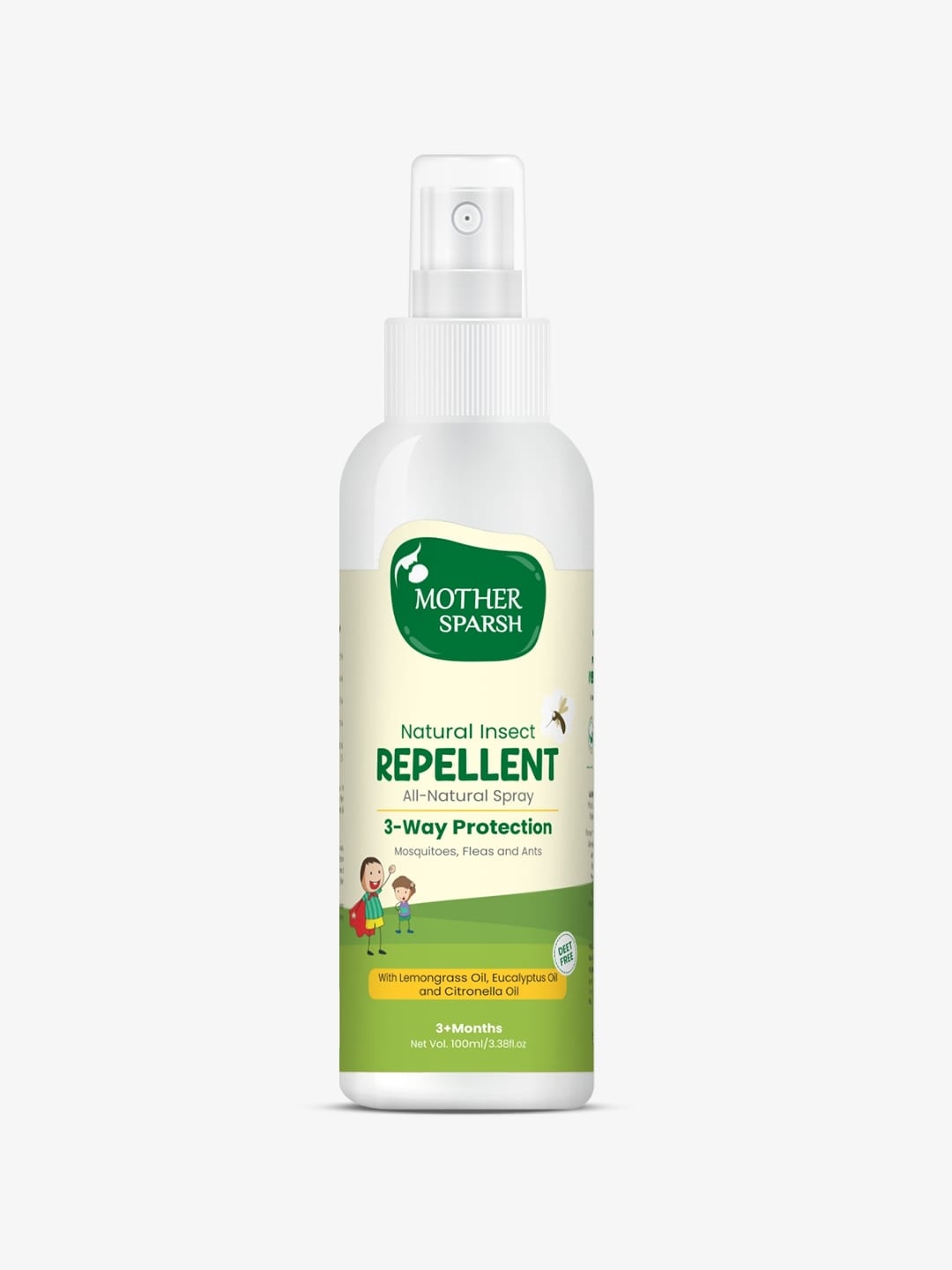 Mother Sparsh Baby Deet Free Natural Insect Repellent Spray with Eucalyptus Oil - 100 ml, White
Mother Sparsh Baby Deet Free Natural Insect Repellent Spray with Eucalyptus Oil - 100 ml, White