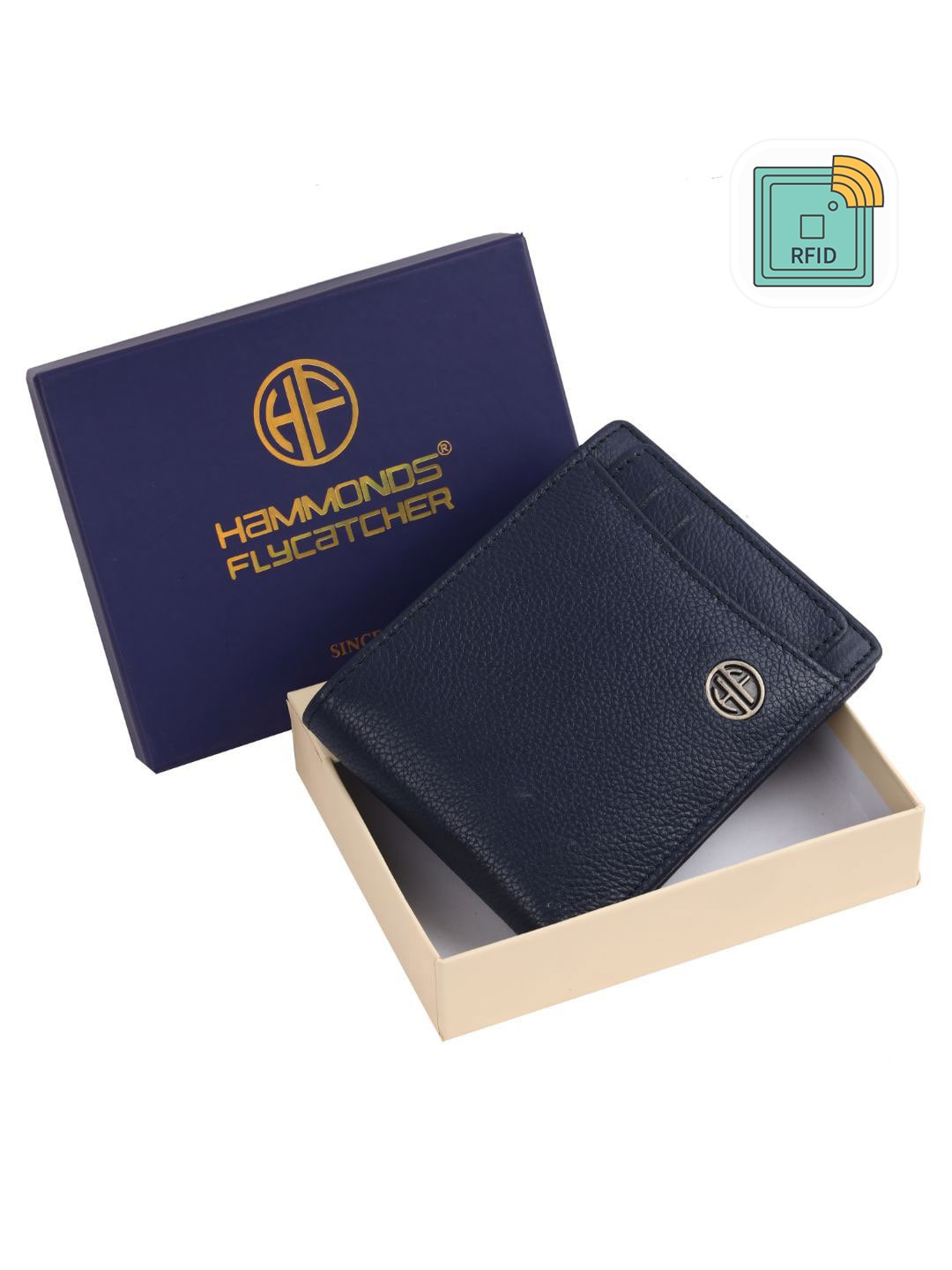 HAMMONDS FLYCATCHER Men Blue Leather Two Fold Wallet