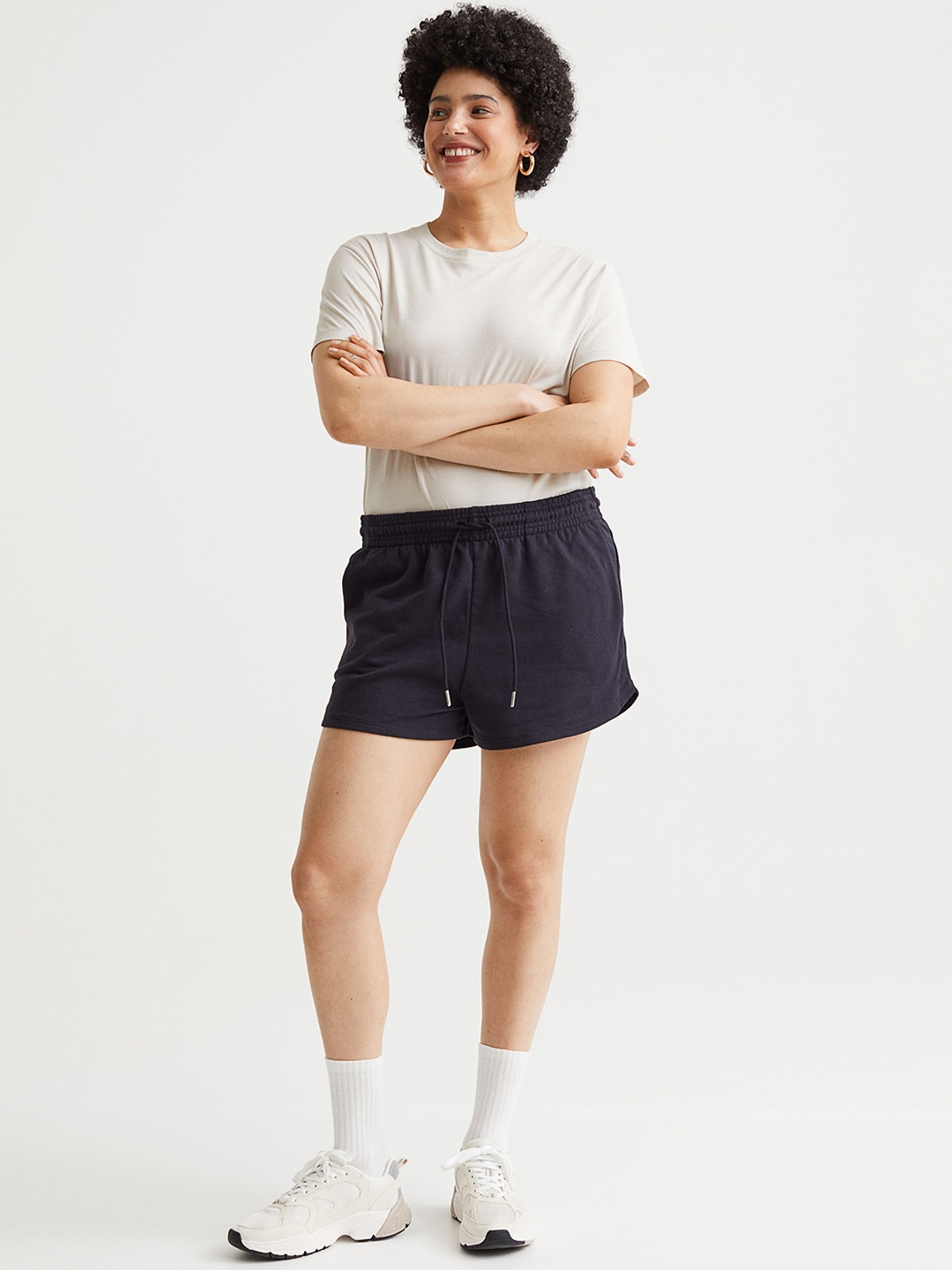 H&M Women Black Sweatshirt Shorts, Blue
