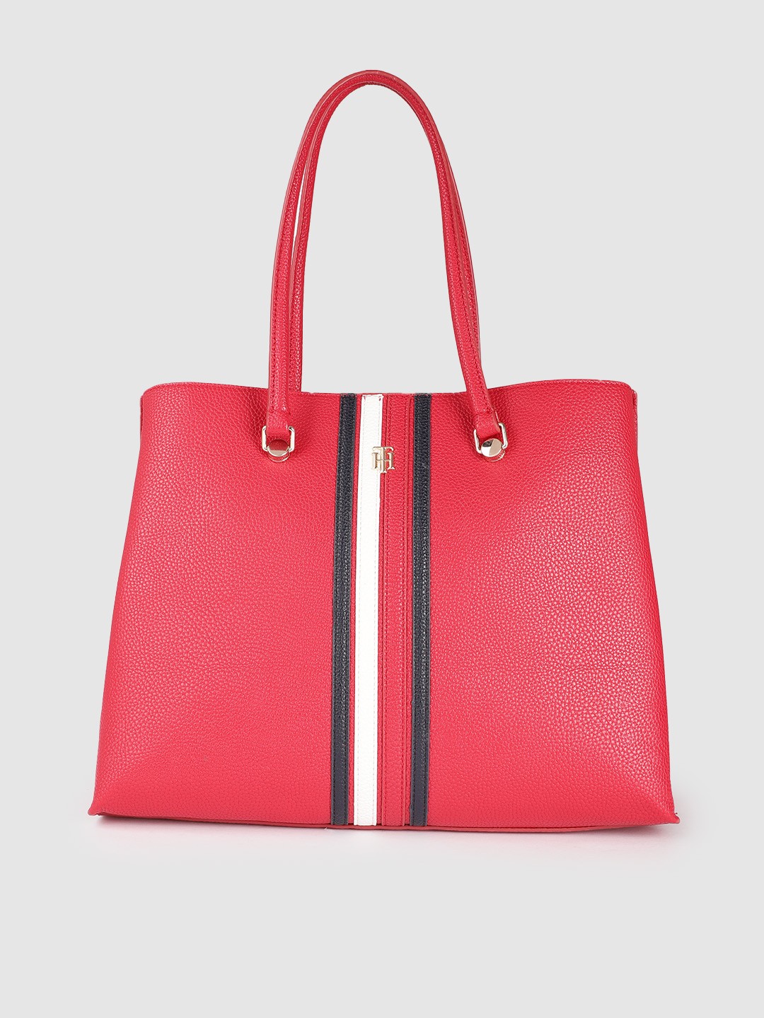 Tommy Hilfiger Red Textured Element Oversized Structured Shoulder Bag with Stripe Detail
Tommy Hilfiger Red Textured Element Oversized Structured Shoulder Bag with Stripe Detail