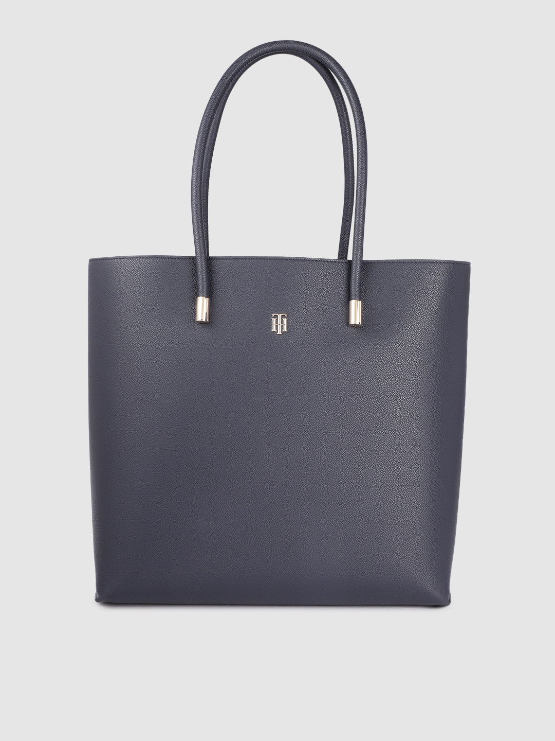 Tommy Hilfiger Navy Blue Solid Tote Bag