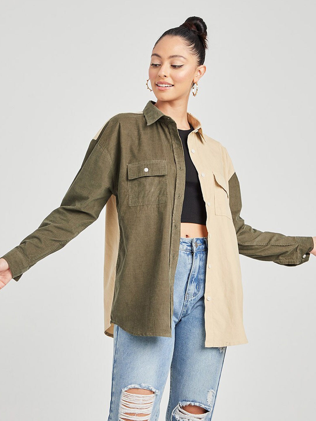 Styli Multicoloured Shirt Style Top, Multi