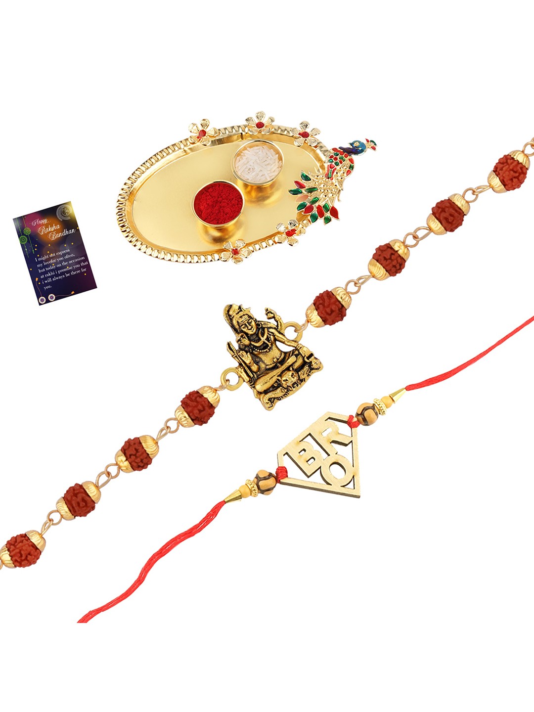 Silver Shine Unisex Set Of 2 Rakhi With Pooja Thali Roli Chawal And greeting Card, Red
Silver Shine Unisex Set Of 2 Rakhi With Pooja Thali Roli Chawal And greeting Card, Red
