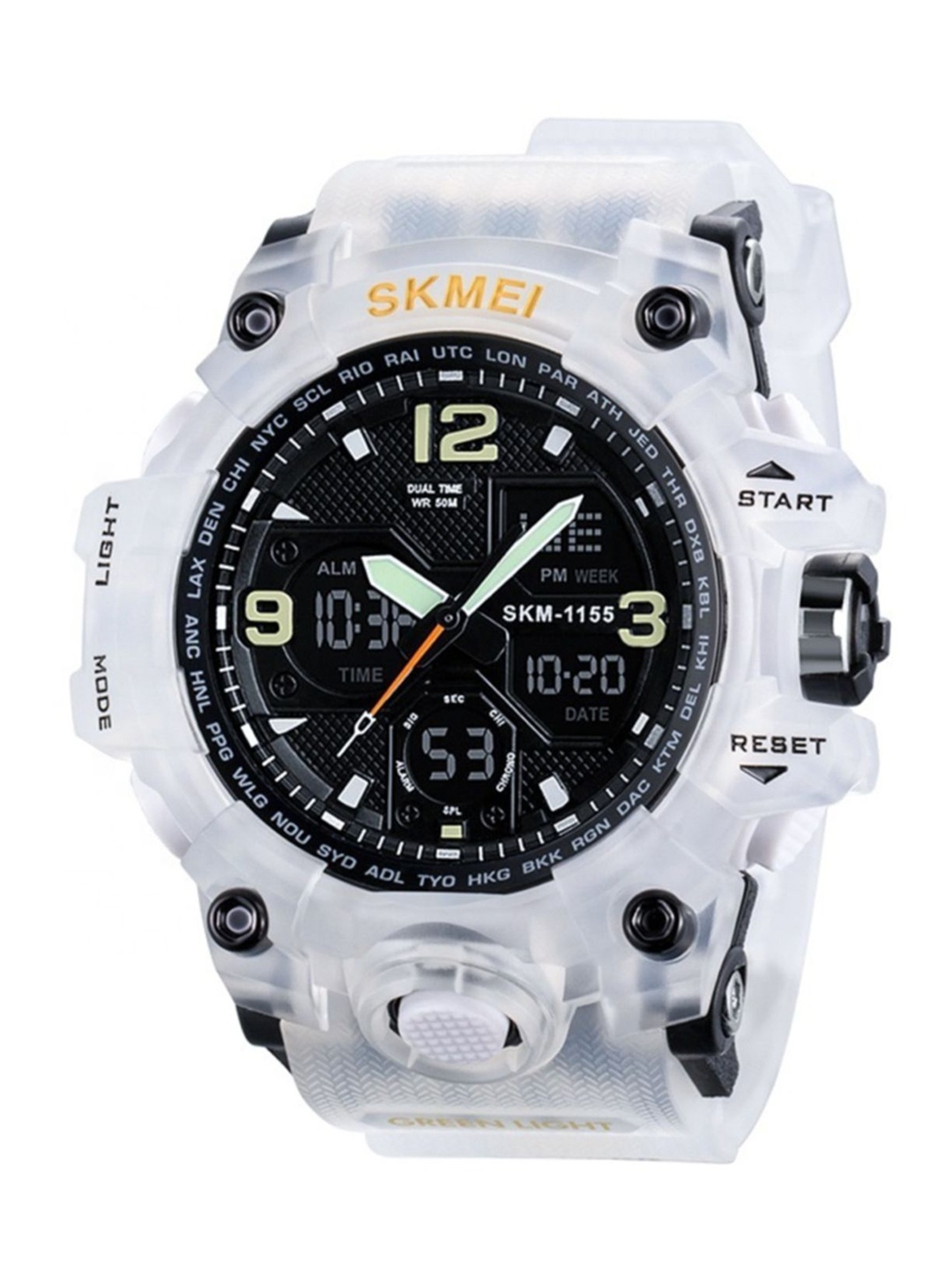 Skmei Unisex Dial & White Straps Analogue and Digital Multi Function Watch Skmei_1155B_White
Skmei Unisex Dial & White Straps Analogue and Digital Multi Function Watch Skmei_1155B_White