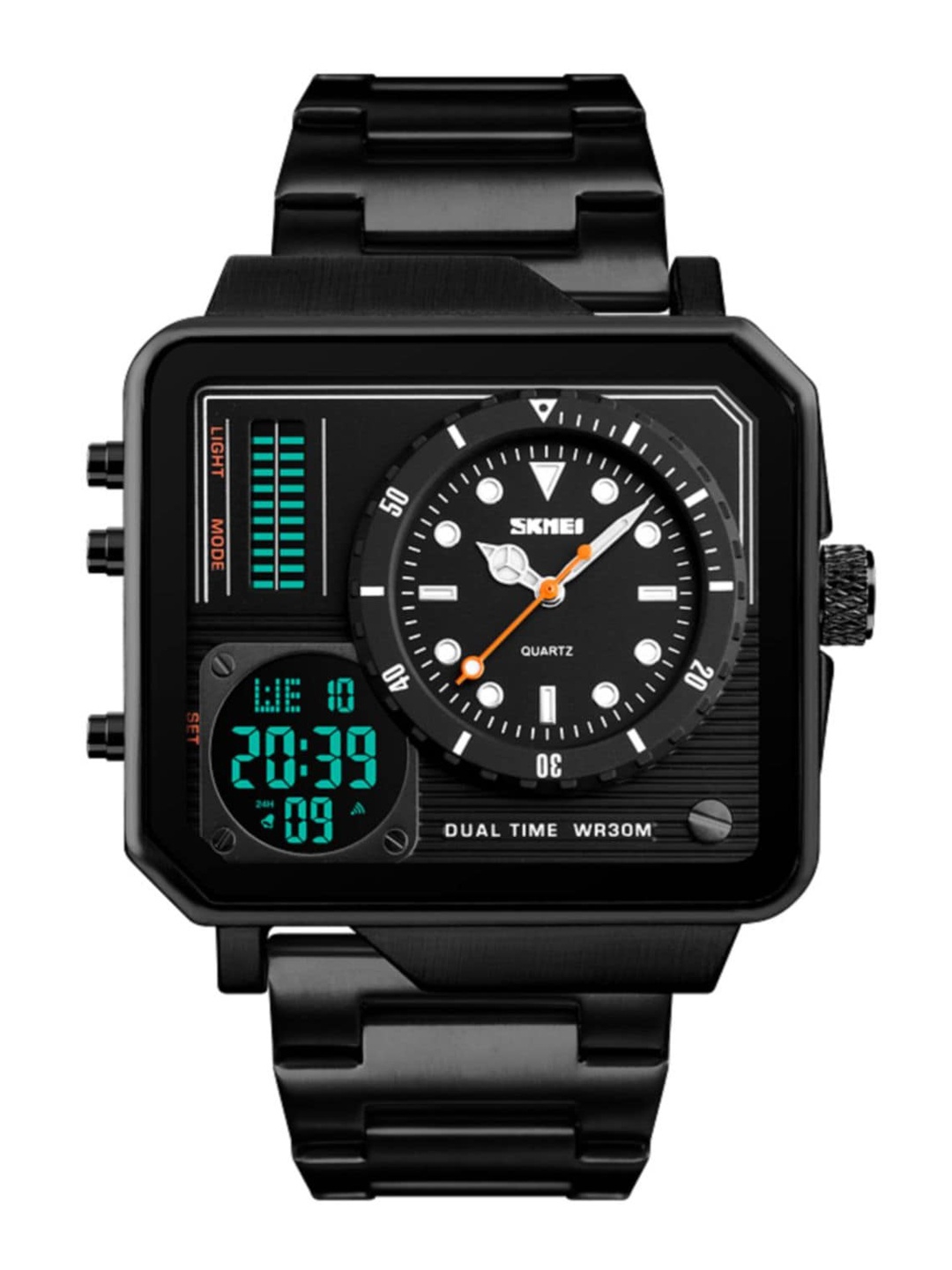 Skmei Men Dial & Black Stainless Steel Bracelet Style Straps Analogue Multi Function Watch
Skmei Men Dial & Black Stainless Steel Bracelet Style Straps Analogue Multi Function Watch