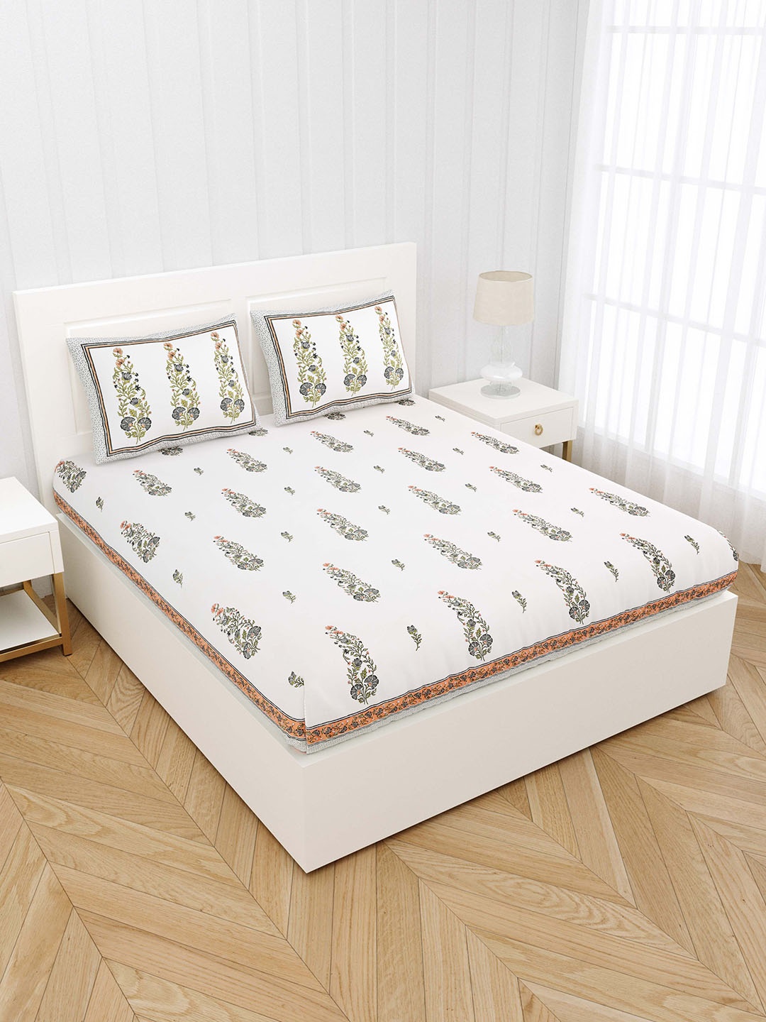 JAIPUR FABRIC Orange & White 300 TC King Floral Cotton Bedsheet with 2 Pillow Covers
JAIPUR FABRIC Orange & White 300 TC King Floral Cotton Bedsheet with 2 Pillow Covers
