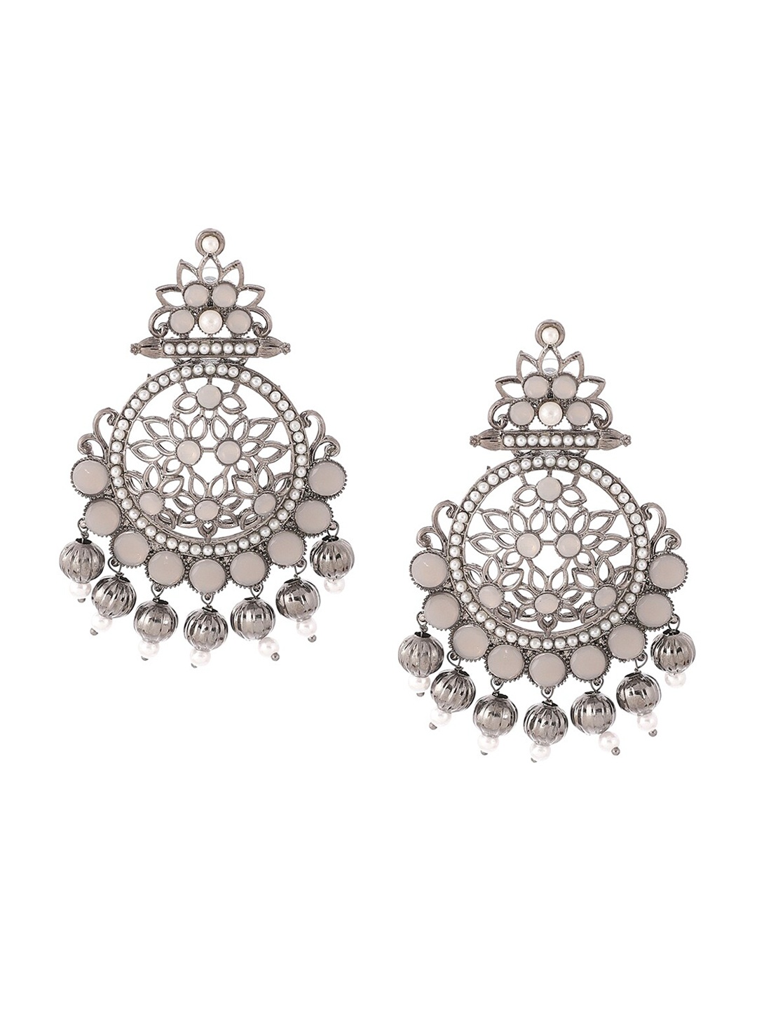 Biba Grey Contemporary Chandbalis Earrings