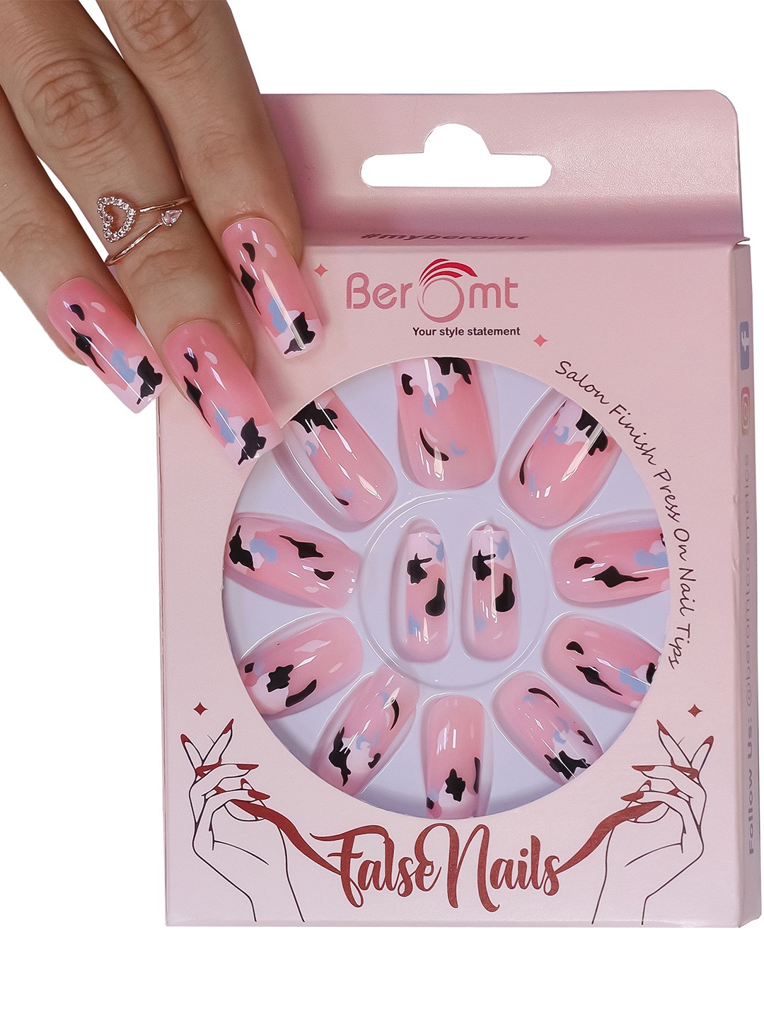 BEROMT 12 Pcs Long-Lasting Reusable Lightweight Salon Finish Press on Nail Tips- Shade 155, Pink
BEROMT 12 Pcs Long-Lasting Reusable Lightweight Salon Finish Press on Nail Tips- Shade 155, Pink