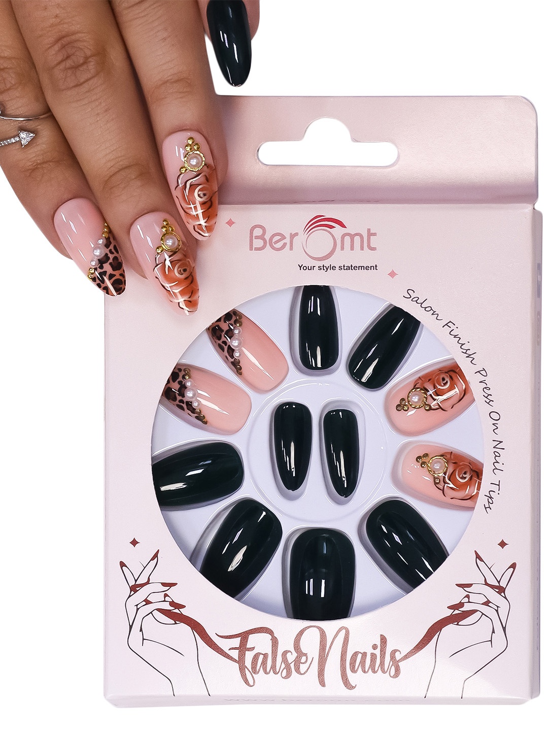 BEROMT 12 Pcs Long-Lasting Reusable Lightweight Salon Finish Press on Nail Tips- Shade 153, Pink
BEROMT 12 Pcs Long-Lasting Reusable Lightweight Salon Finish Press on Nail Tips- Shade 153, Pink