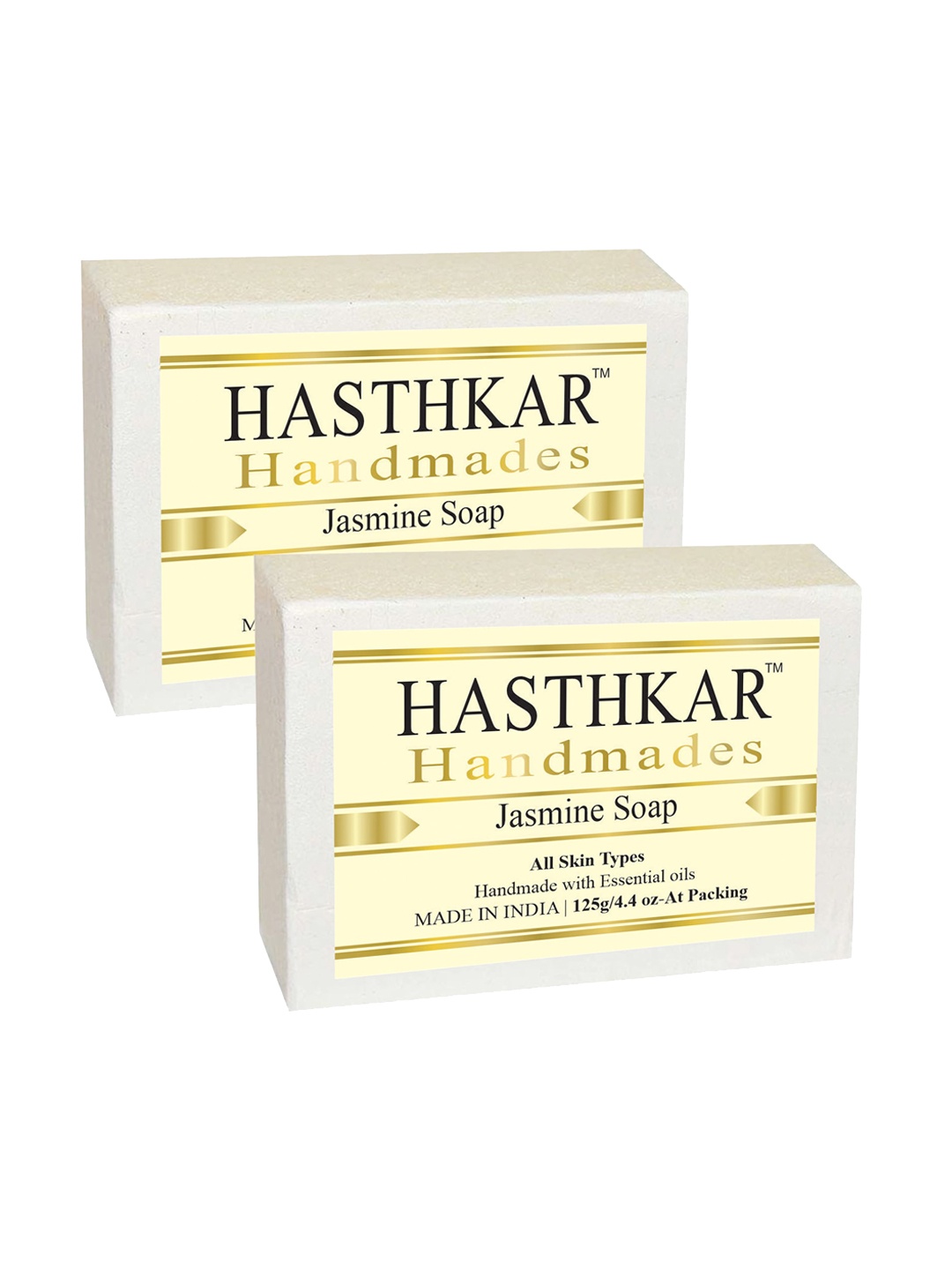 Hasthkar Handmades Set of 2 Jasmine Soaps with Coconut Oil & Glycerin - 125g each, White
Hasthkar Handmades Set of 2 Jasmine Soaps with Coconut Oil & Glycerin - 125g each, White