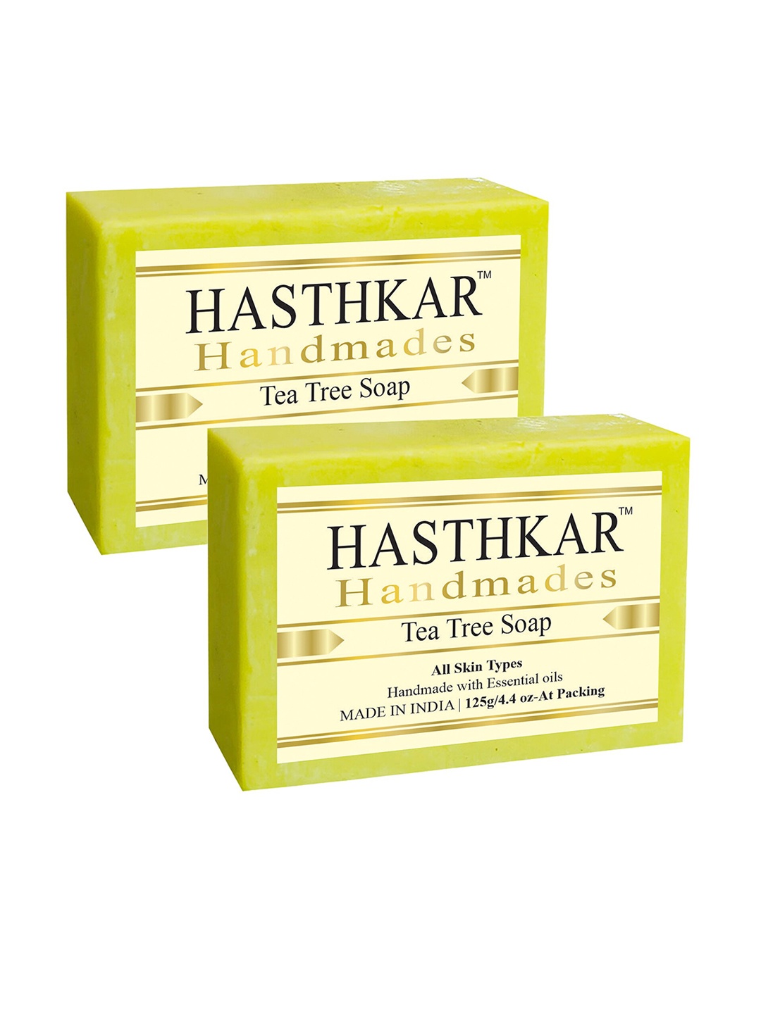 Hasthkar Set of 2 Handmade Tea Tree Soap with Glycerin & Coconut Oil - 125 g Each, Yellow
Hasthkar Set of 2 Handmade Tea Tree Soap with Glycerin & Coconut Oil - 125 g Each, Yellow