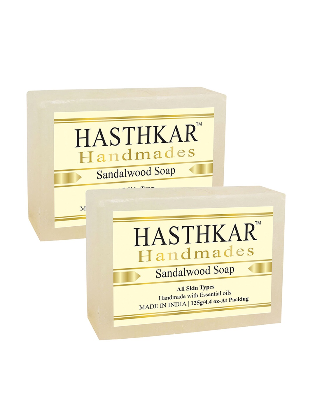 Hasthkar Set of 2 Handmade Sandalwood Soap with Glycerin & Coconut Oil - 125 g Each, Yellow
Hasthkar Set of 2 Handmade Sandalwood Soap with Glycerin & Coconut Oil - 125 g Each, Yellow